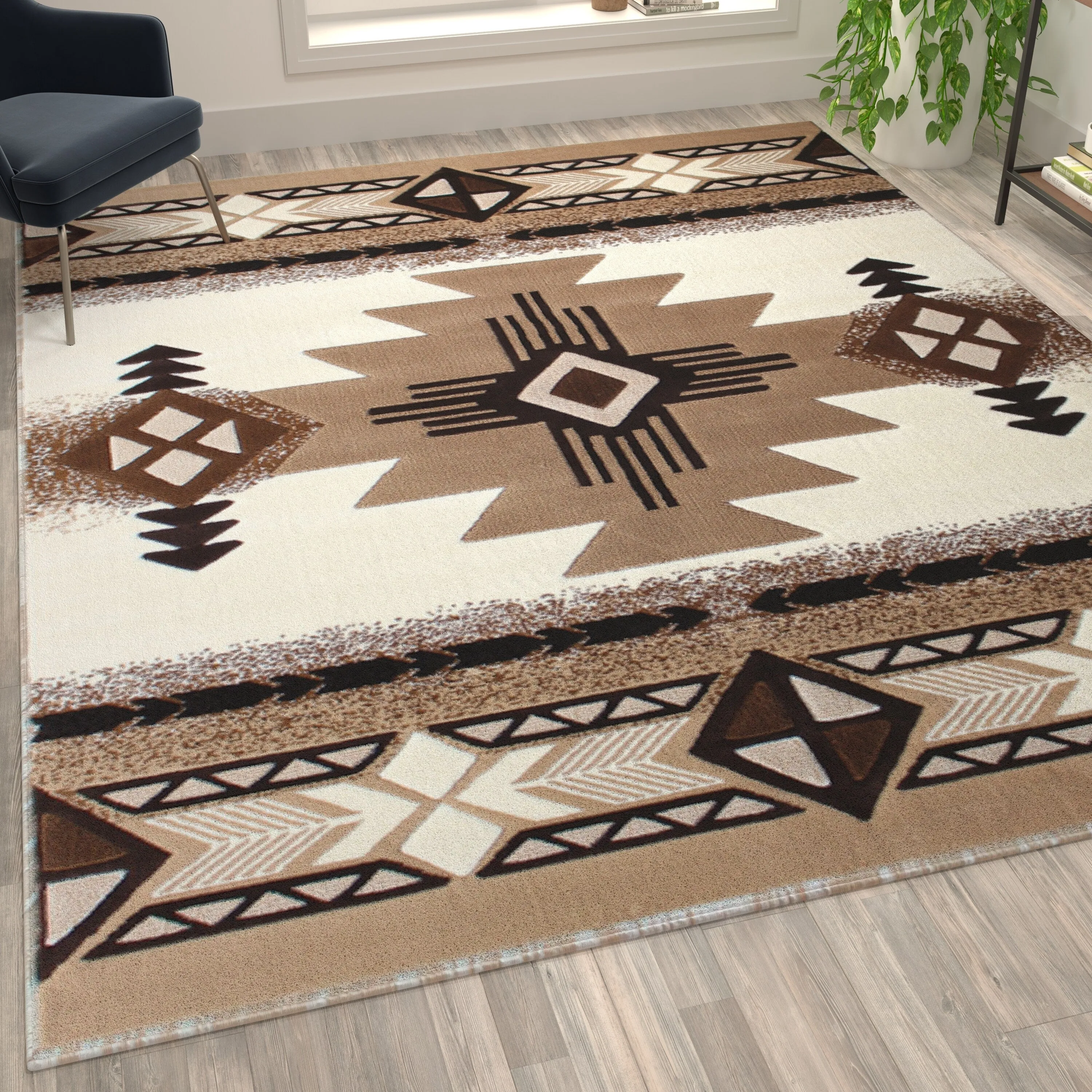 Traditional Southwestern Style Olefin Fiber Geometric Area Rug