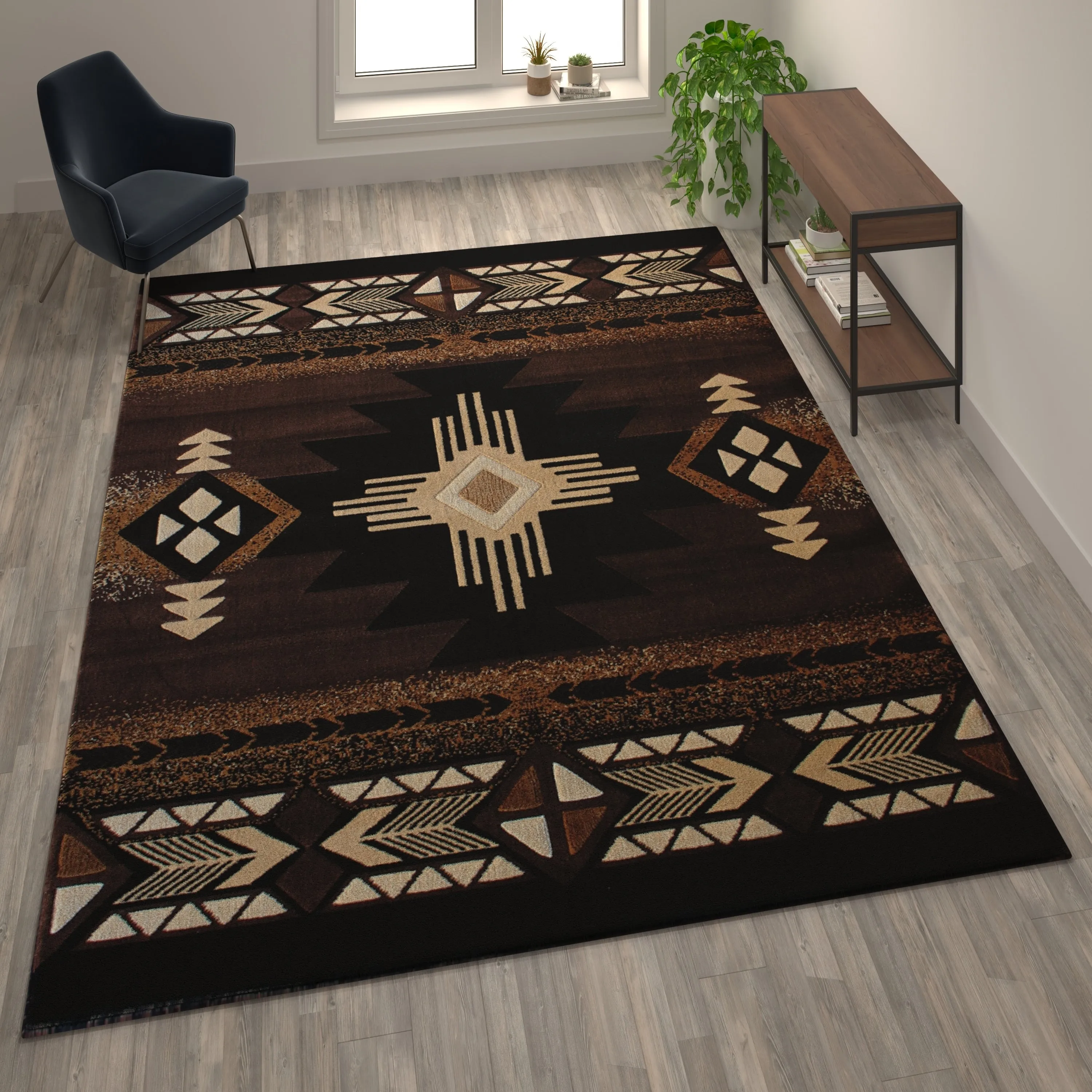 Traditional Southwestern Style Olefin Fiber Geometric Area Rug