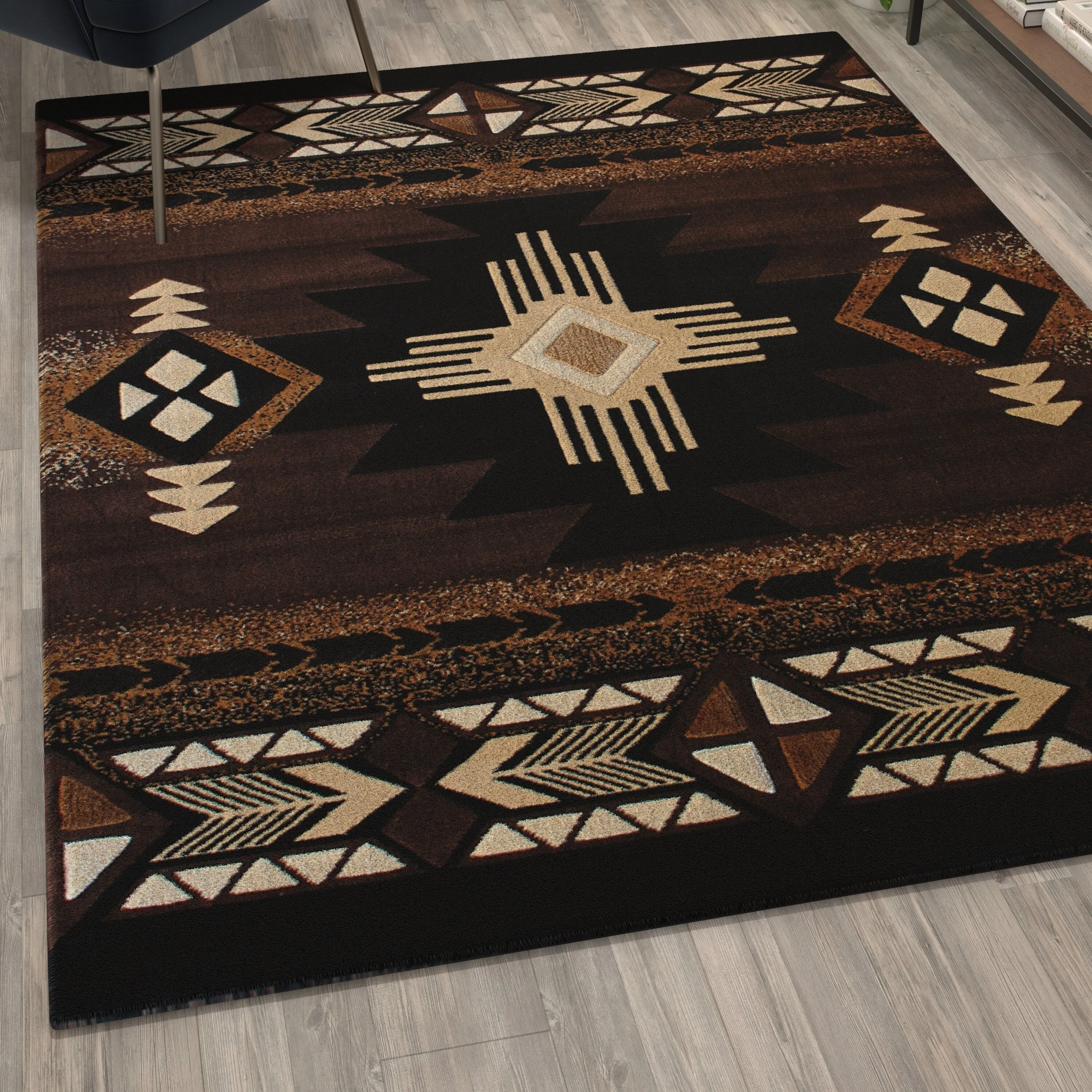 Traditional Southwestern Style Olefin Fiber Geometric Area Rug
