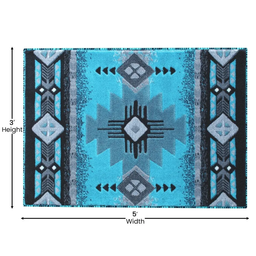 Traditional Southwestern Style Olefin Fiber Geometric Area Rug
