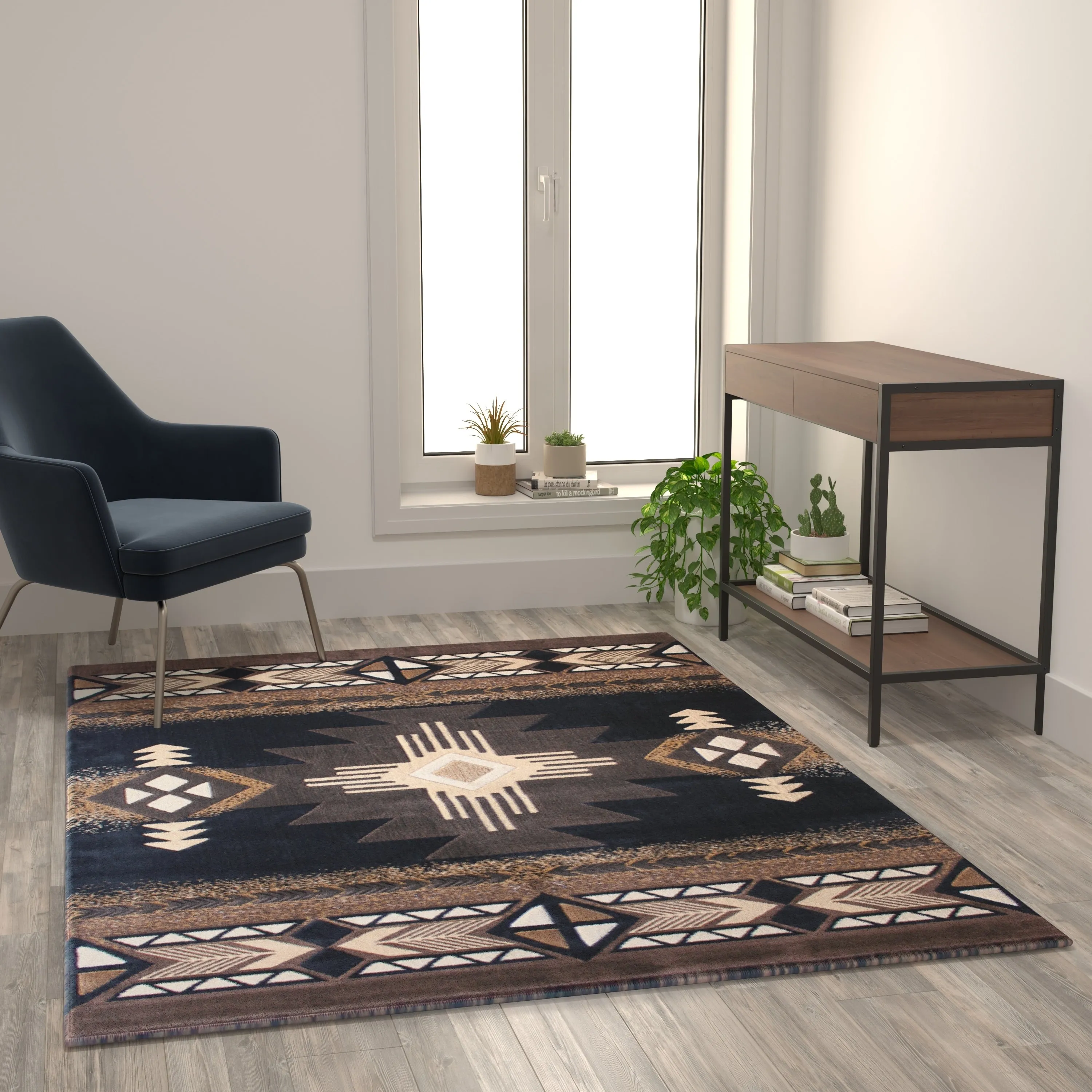 Traditional Southwestern Style Olefin Fiber Geometric Area Rug