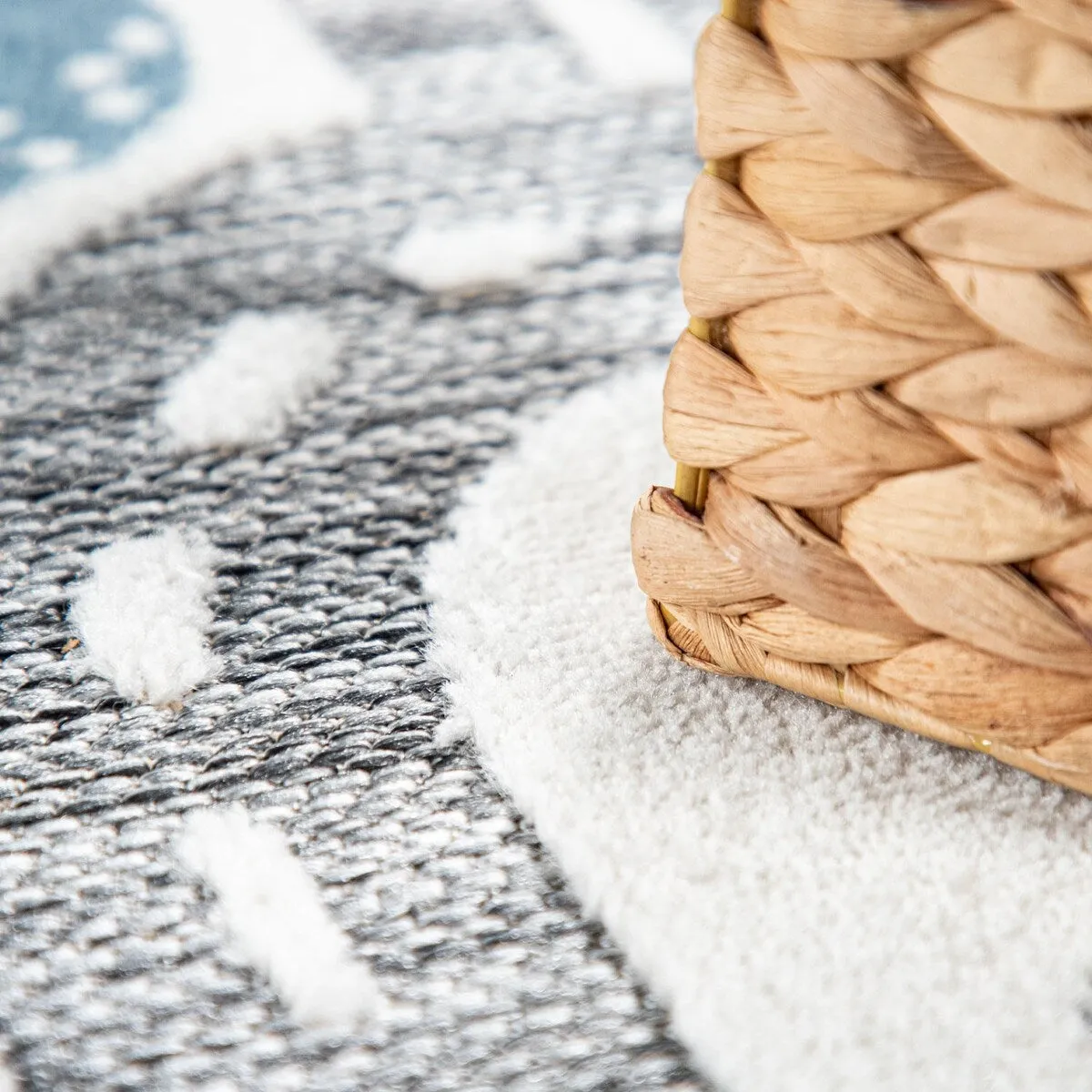 Traffic Kids Rug with Forest Animals Road and Sea in muted Cream