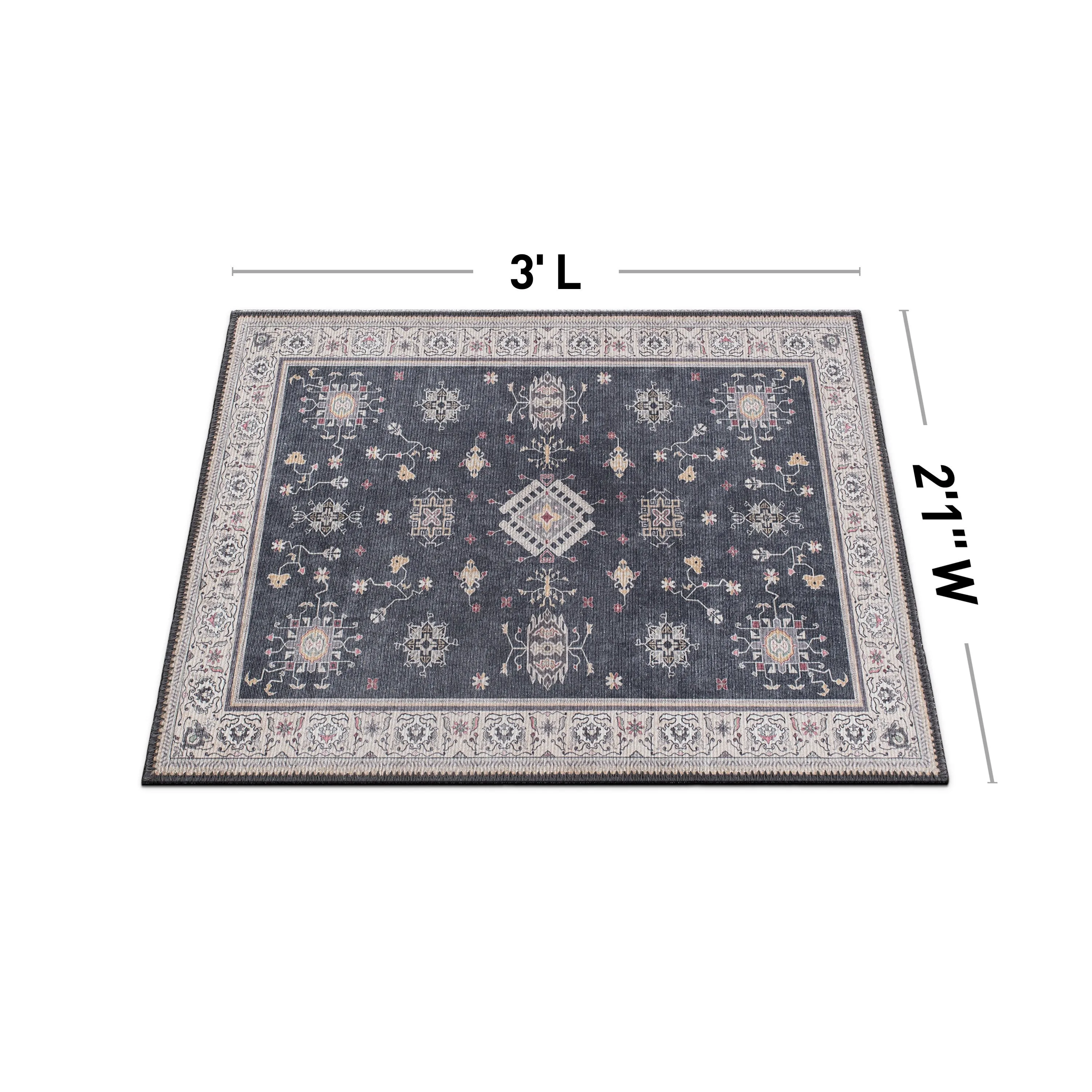 Transitional Bordered Machine Washable Area Rug
