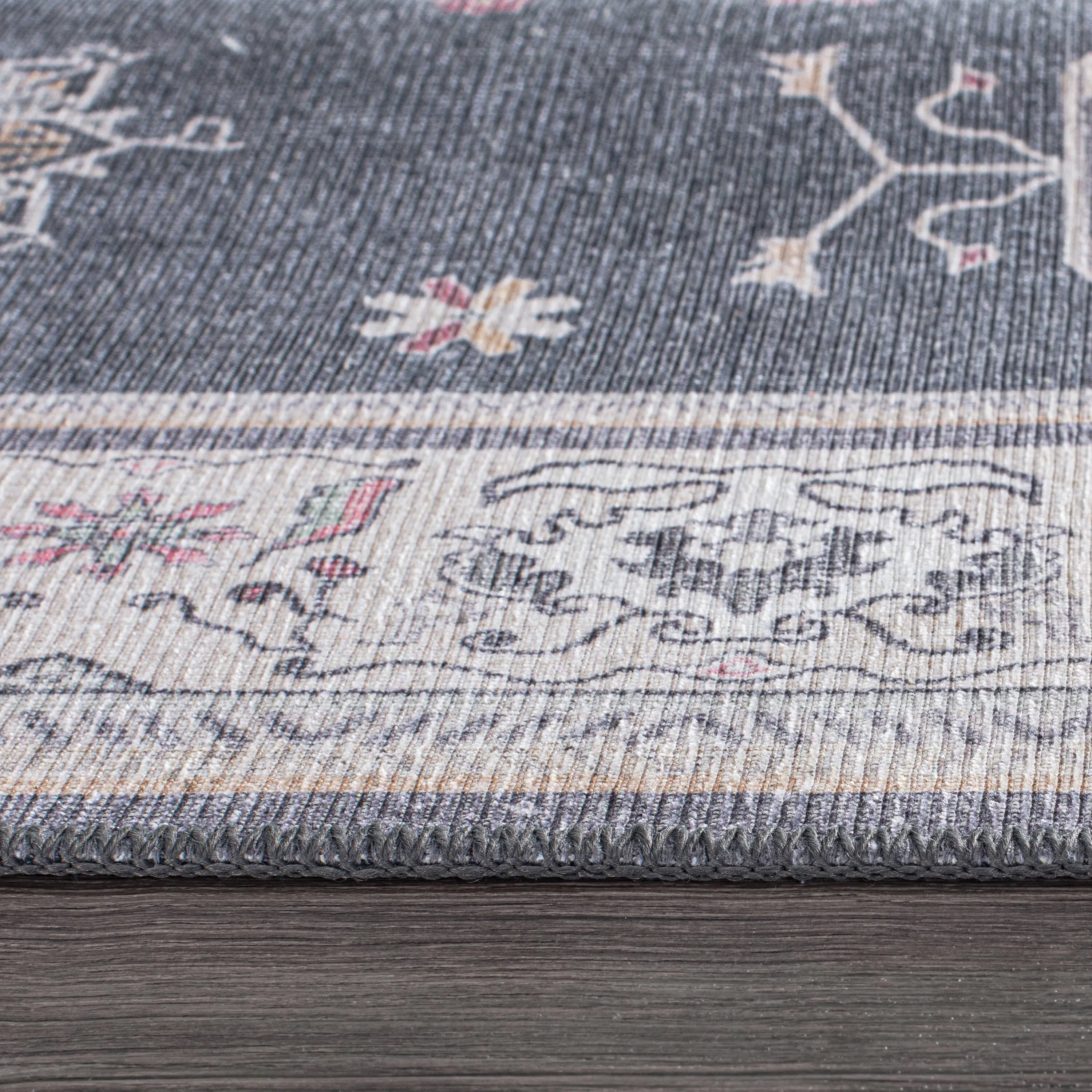 Transitional Bordered Machine Washable Area Rug