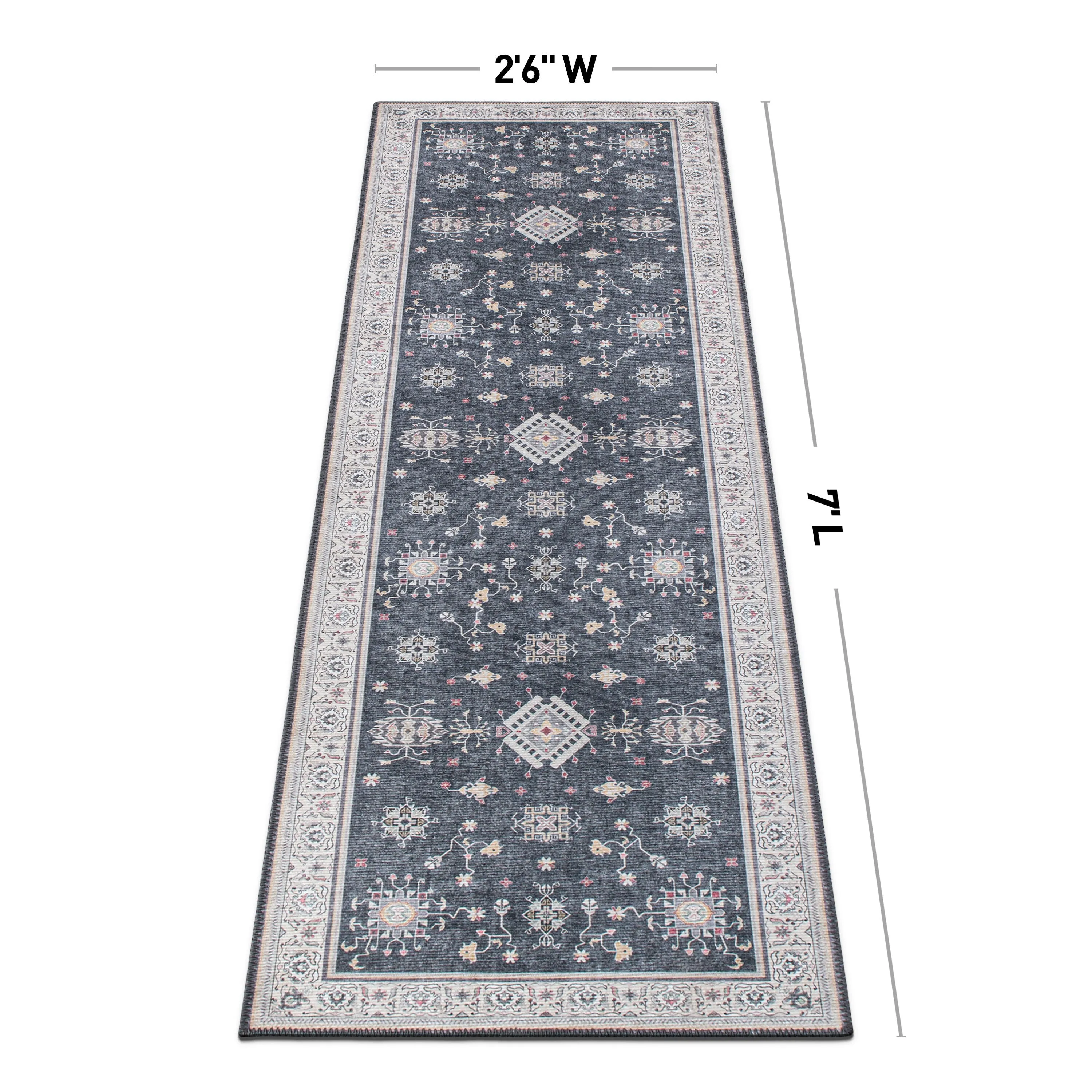 Transitional Bordered Machine Washable Area Rug