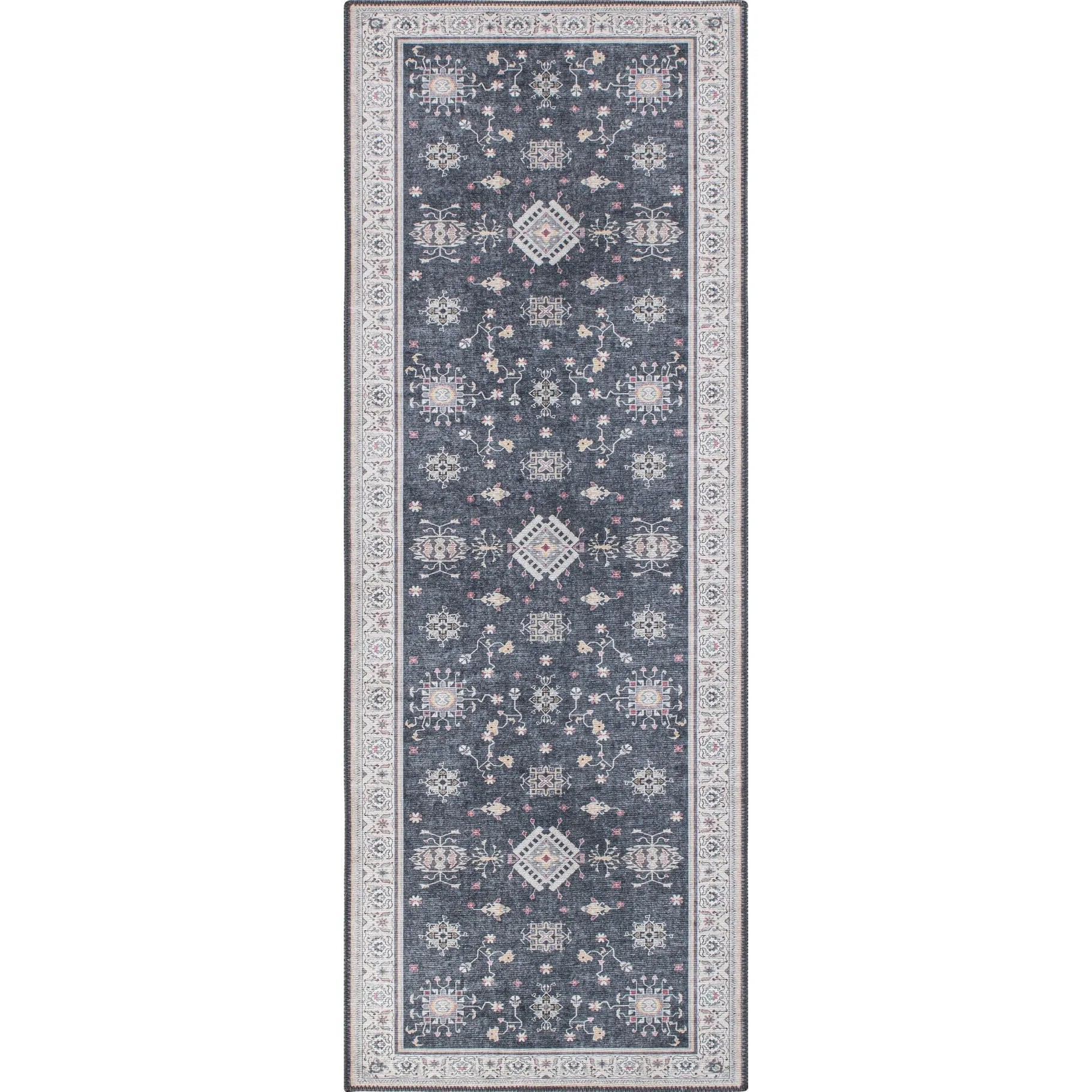 Transitional Bordered Machine Washable Area Rug