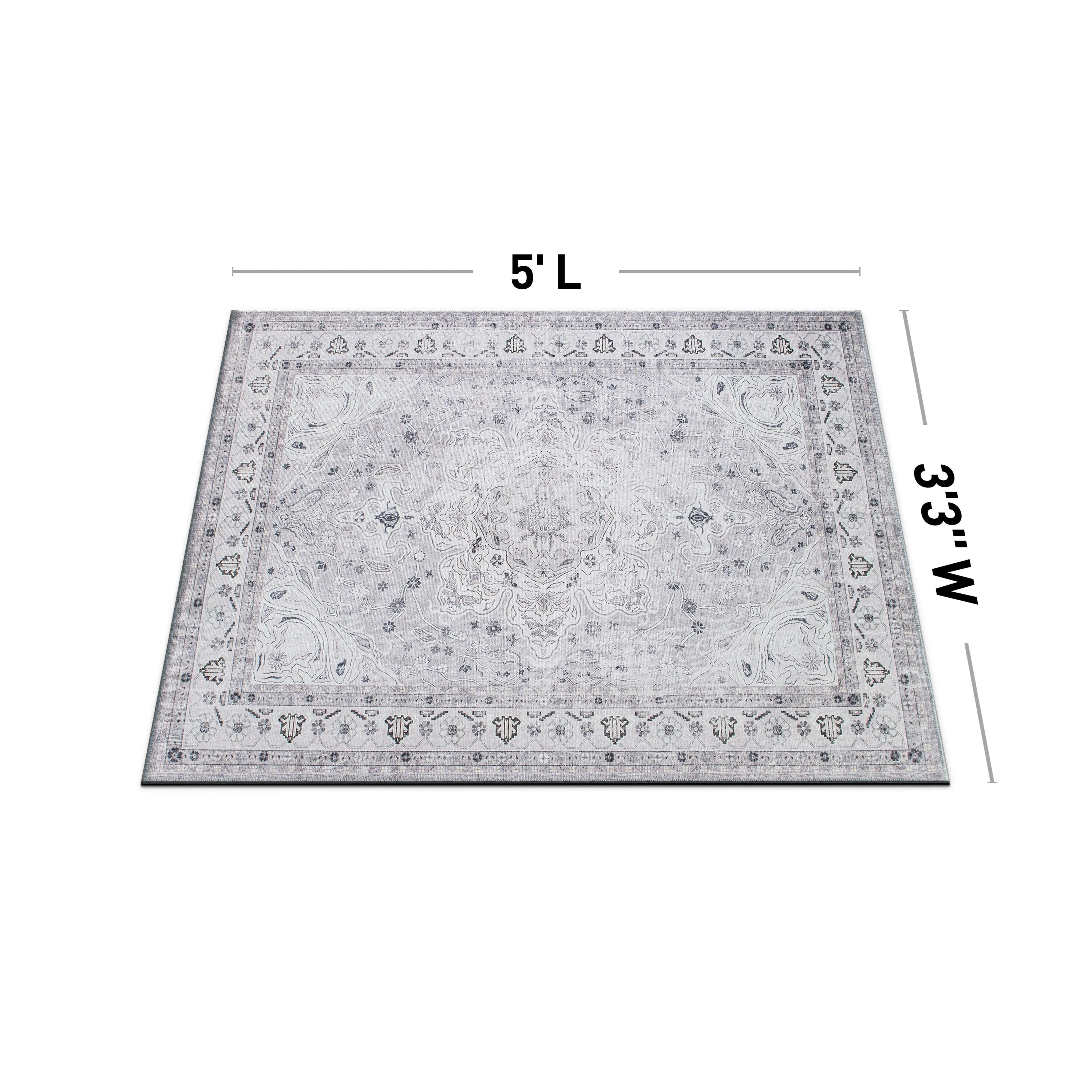 Transitional Medallion Machine Washable Area Rug