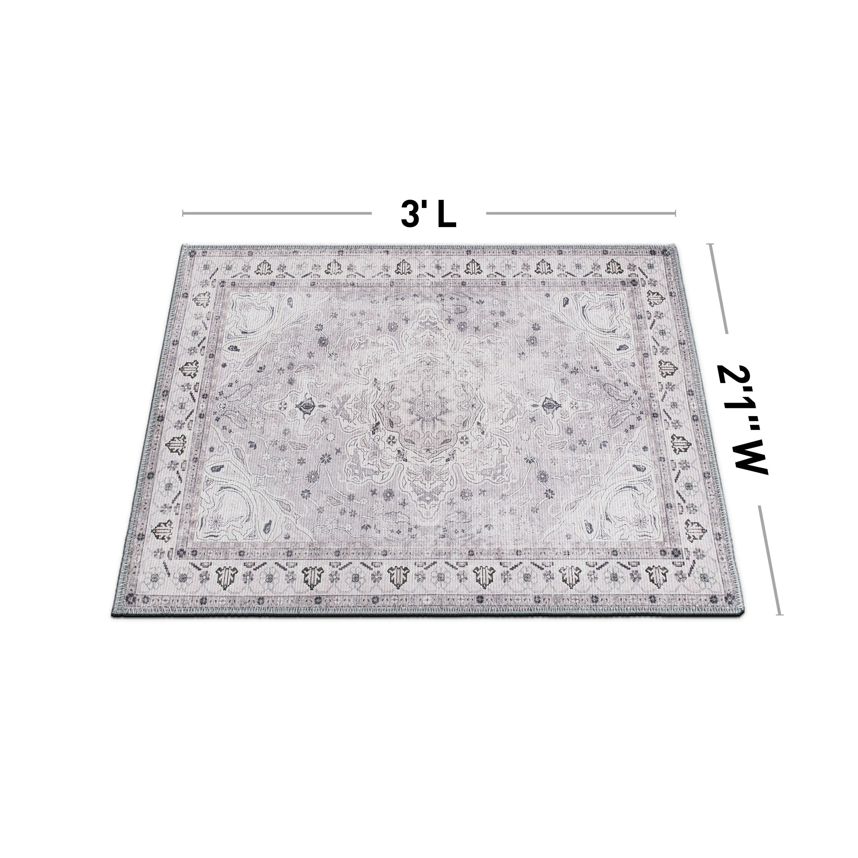 Transitional Medallion Machine Washable Area Rug