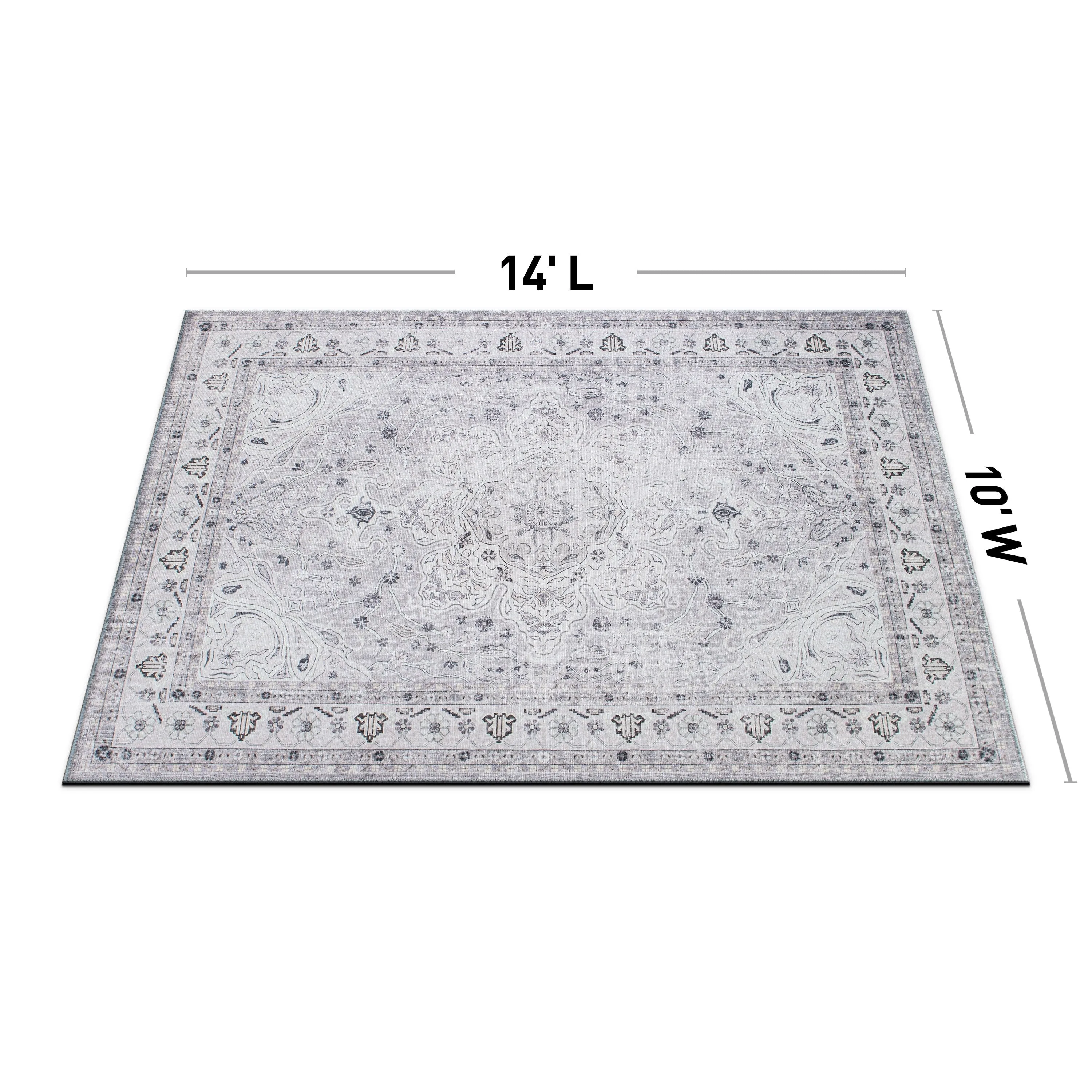 Transitional Medallion Machine Washable Area Rug