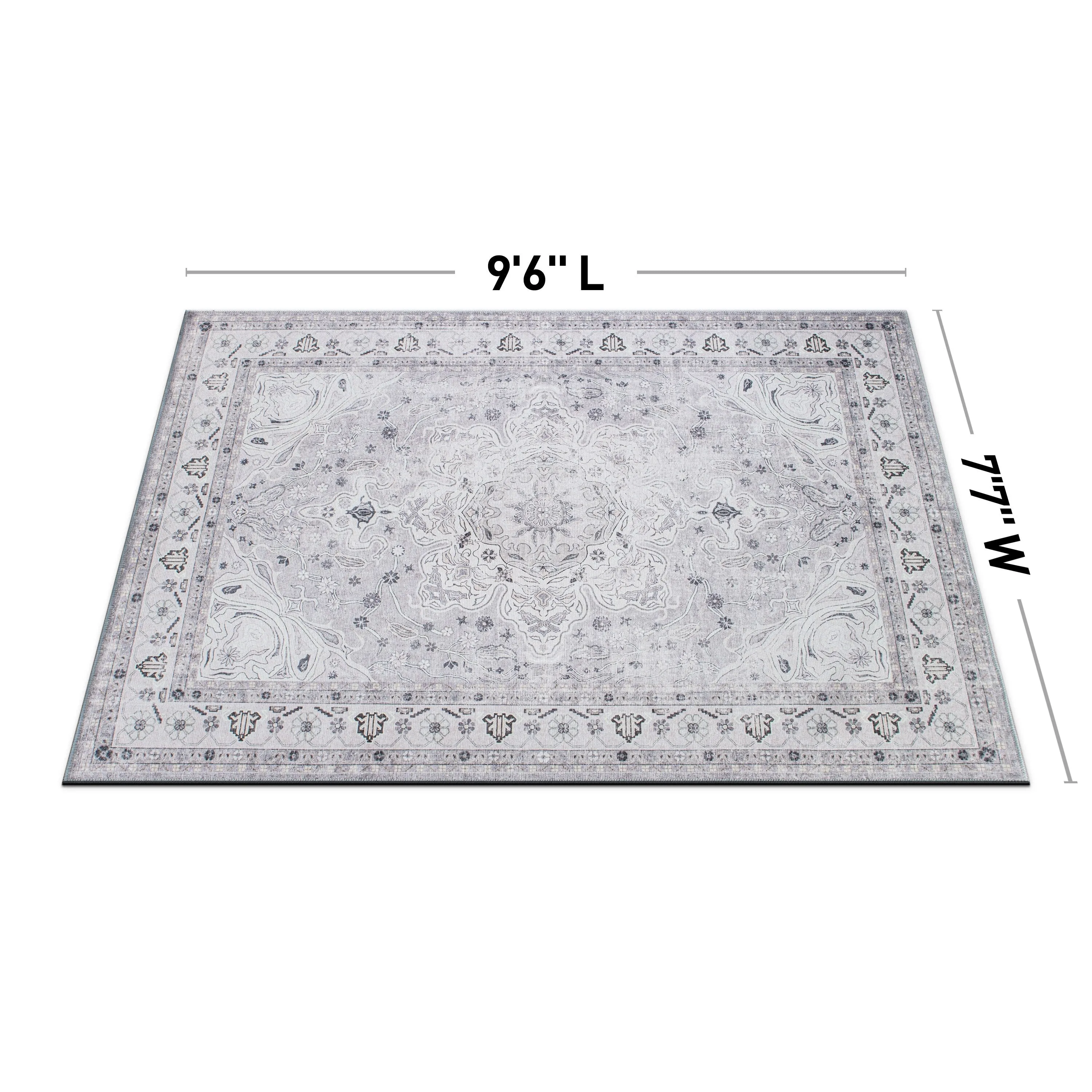 Transitional Medallion Machine Washable Area Rug