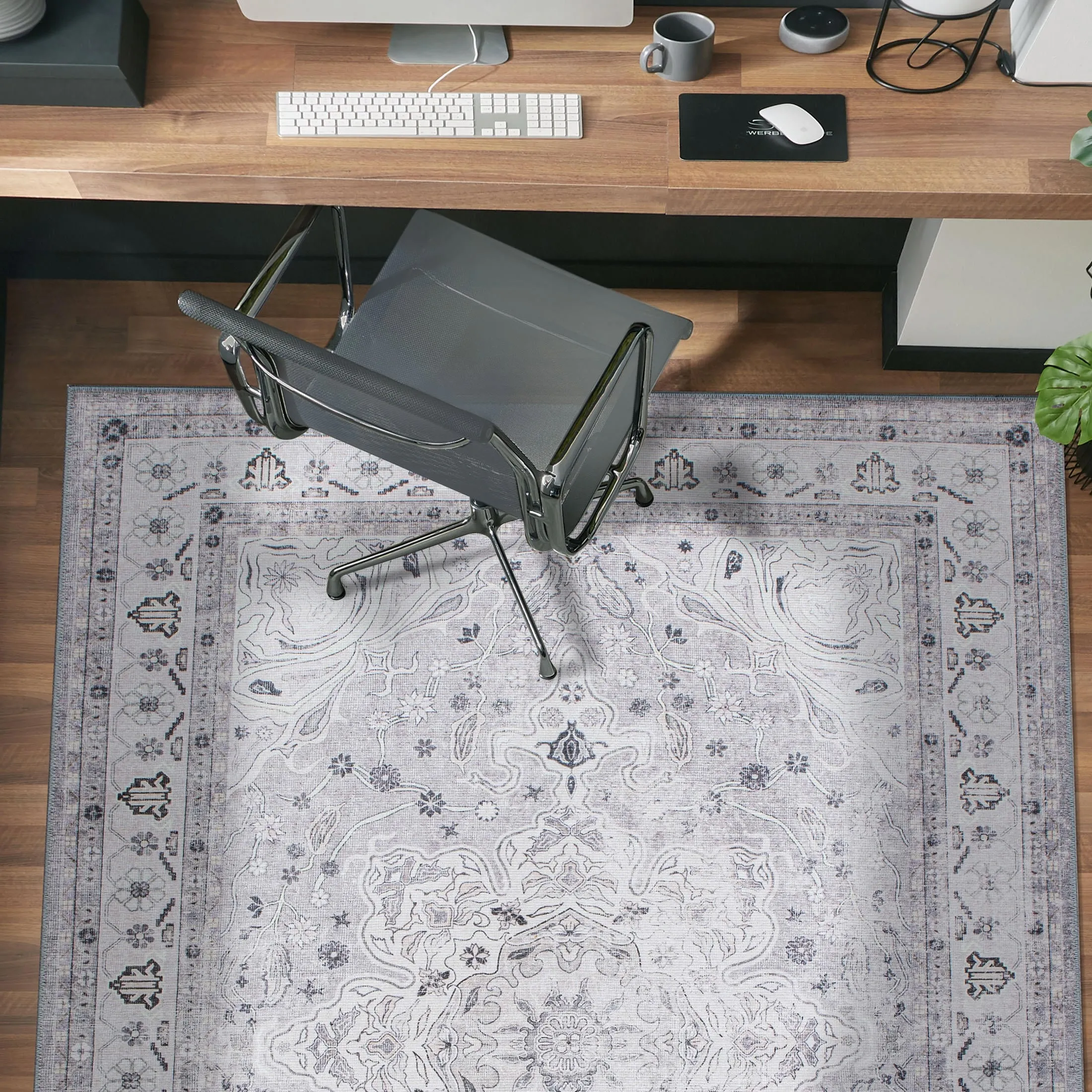 Transitional Medallion Machine Washable Area Rug