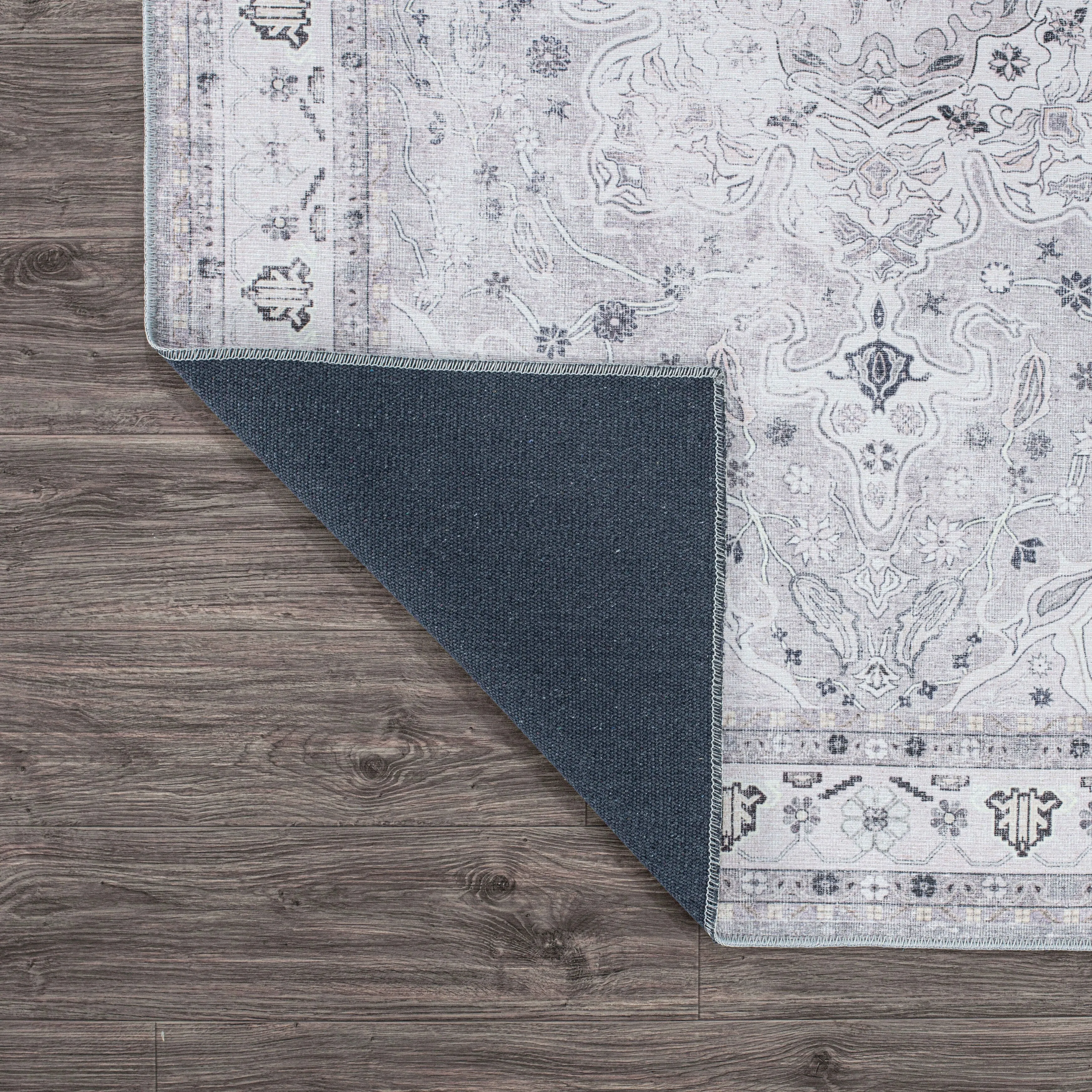 Transitional Medallion Machine Washable Area Rug