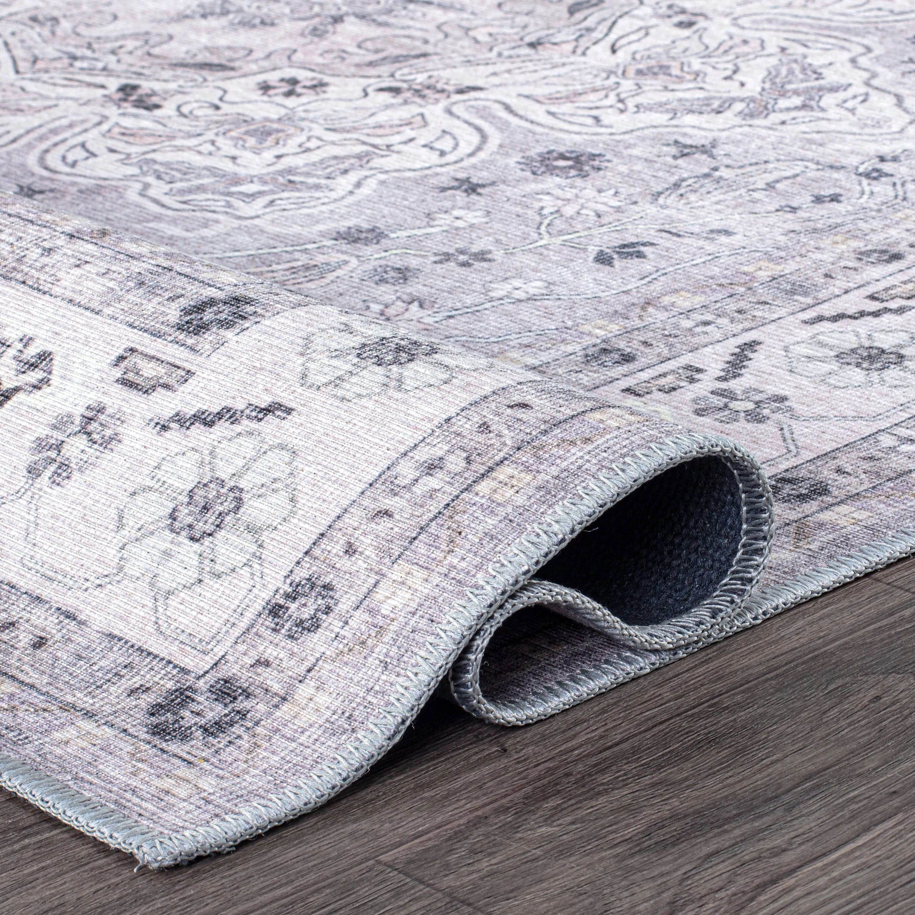 Transitional Medallion Machine Washable Area Rug