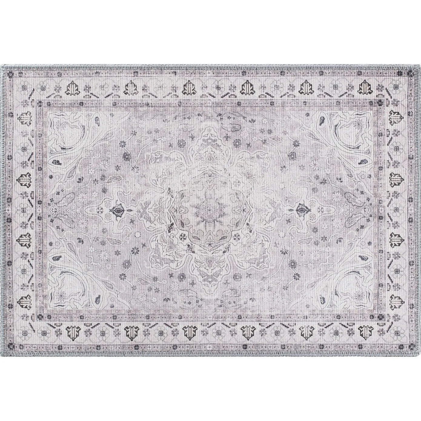Transitional Medallion Machine Washable Area Rug