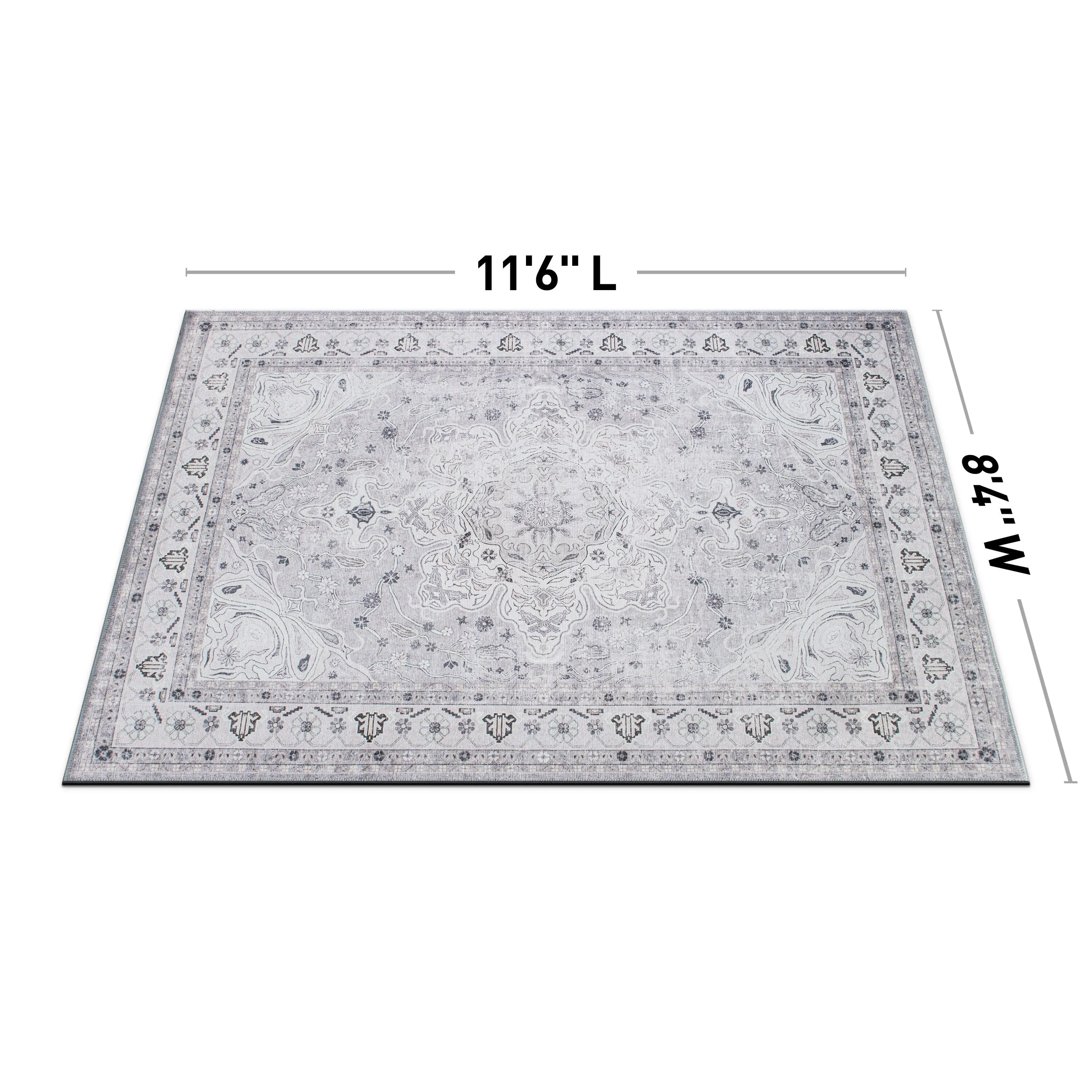 Transitional Medallion Machine Washable Area Rug