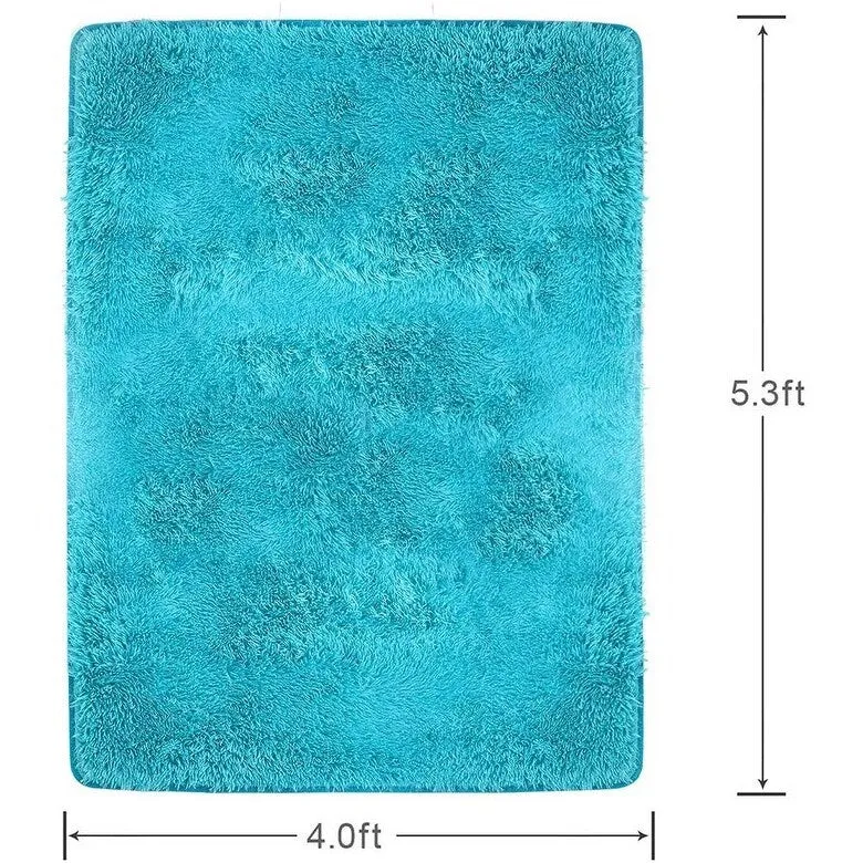 Ultra Soft Fluffy Rug Indoor Area Carpet. 47 x 31 in. Blue - 31X47