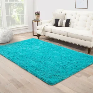 Ultra Soft Fluffy Rug Indoor Area Carpet. 47 x 31 in. Blue - 31X47