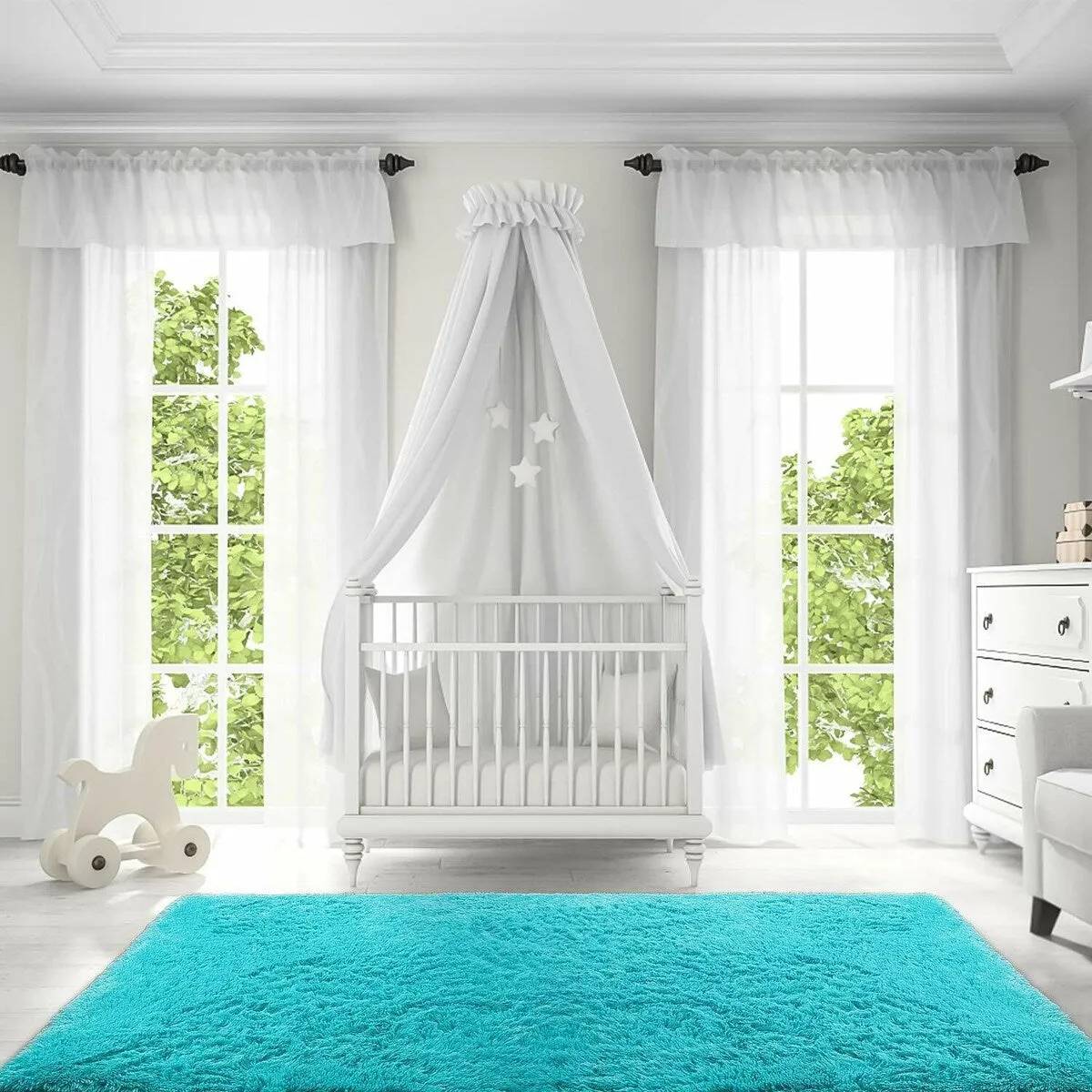 Ultra Soft Fluffy Rug Indoor Area Carpet. 47 x 31 in. Blue - 31X47