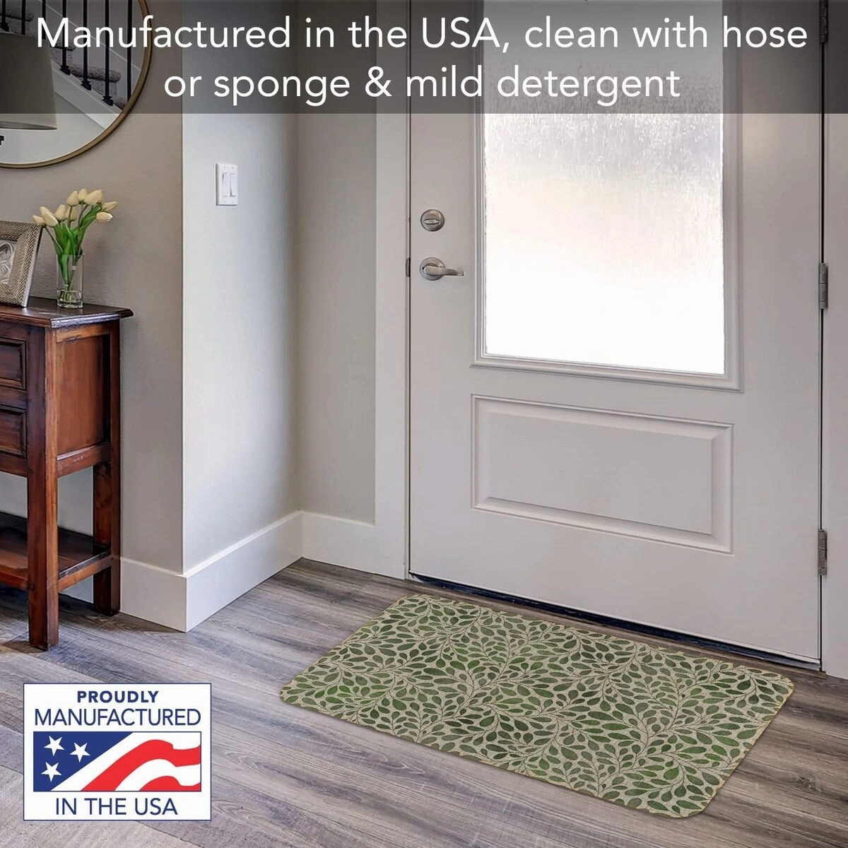 Verde Garden Decorative Indoor/Outdoor Natural Linen Look Floor Mat with Recycled Rubber Back Made in The USA 29.5 x 17.75