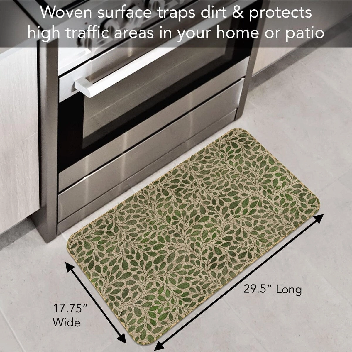 Verde Garden Decorative Indoor/Outdoor Natural Linen Look Floor Mat with Recycled Rubber Back Made in The USA 29.5 x 17.75
