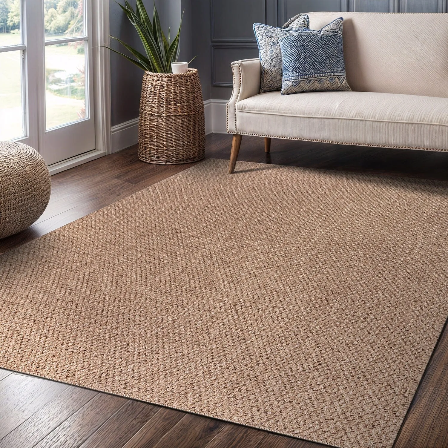 VILLADECOR Easy Jute Indoor Outdoor Weaving Area Rug