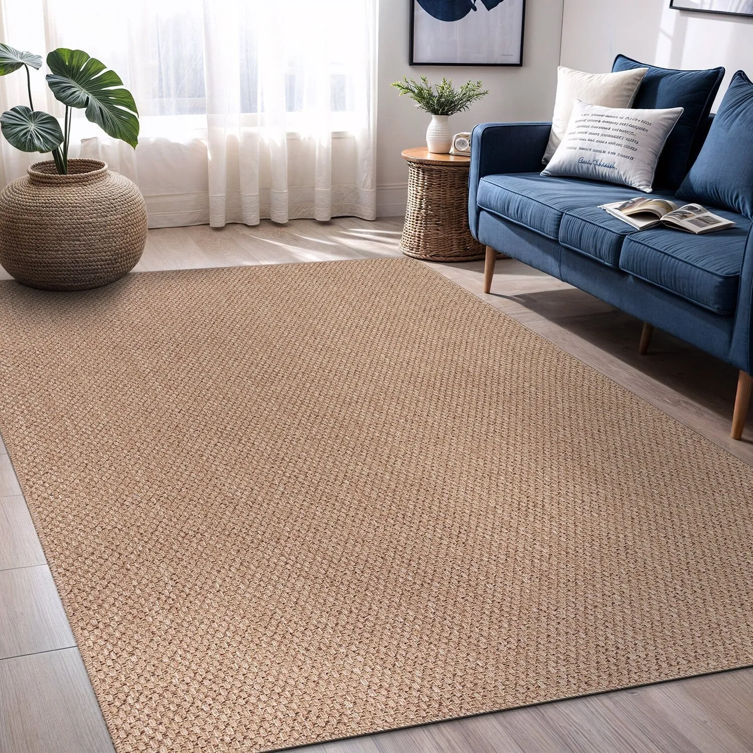 VILLADECOR Easy Jute Indoor Outdoor Weaving Area Rug