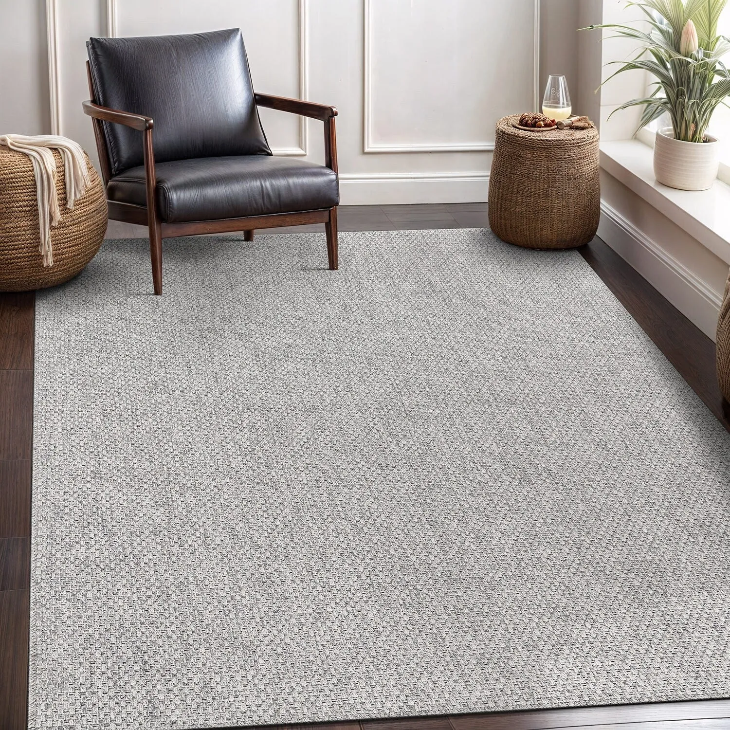 VILLADECOR Easy Jute Indoor Outdoor Weaving Area Rug