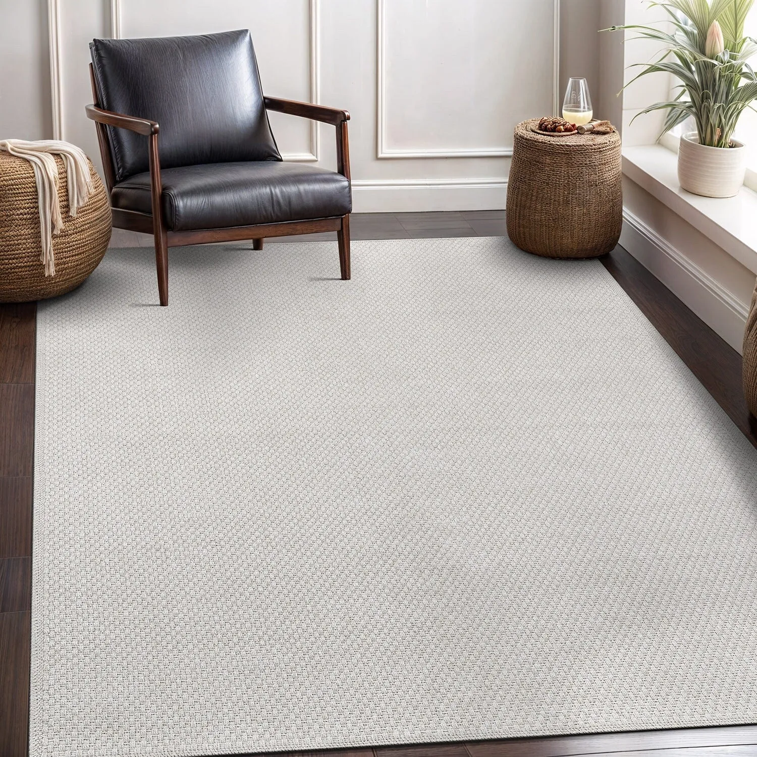 VILLADECOR Easy Jute Indoor Outdoor Weaving Area Rug