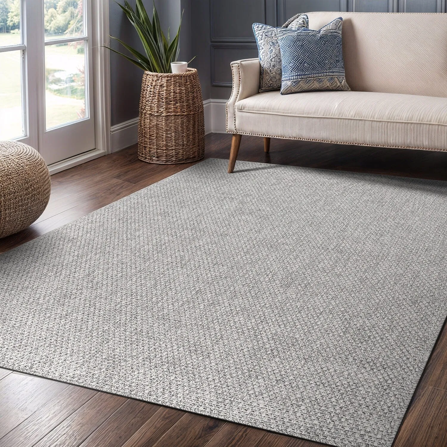 VILLADECOR Easy Jute Indoor Outdoor Weaving Area Rug