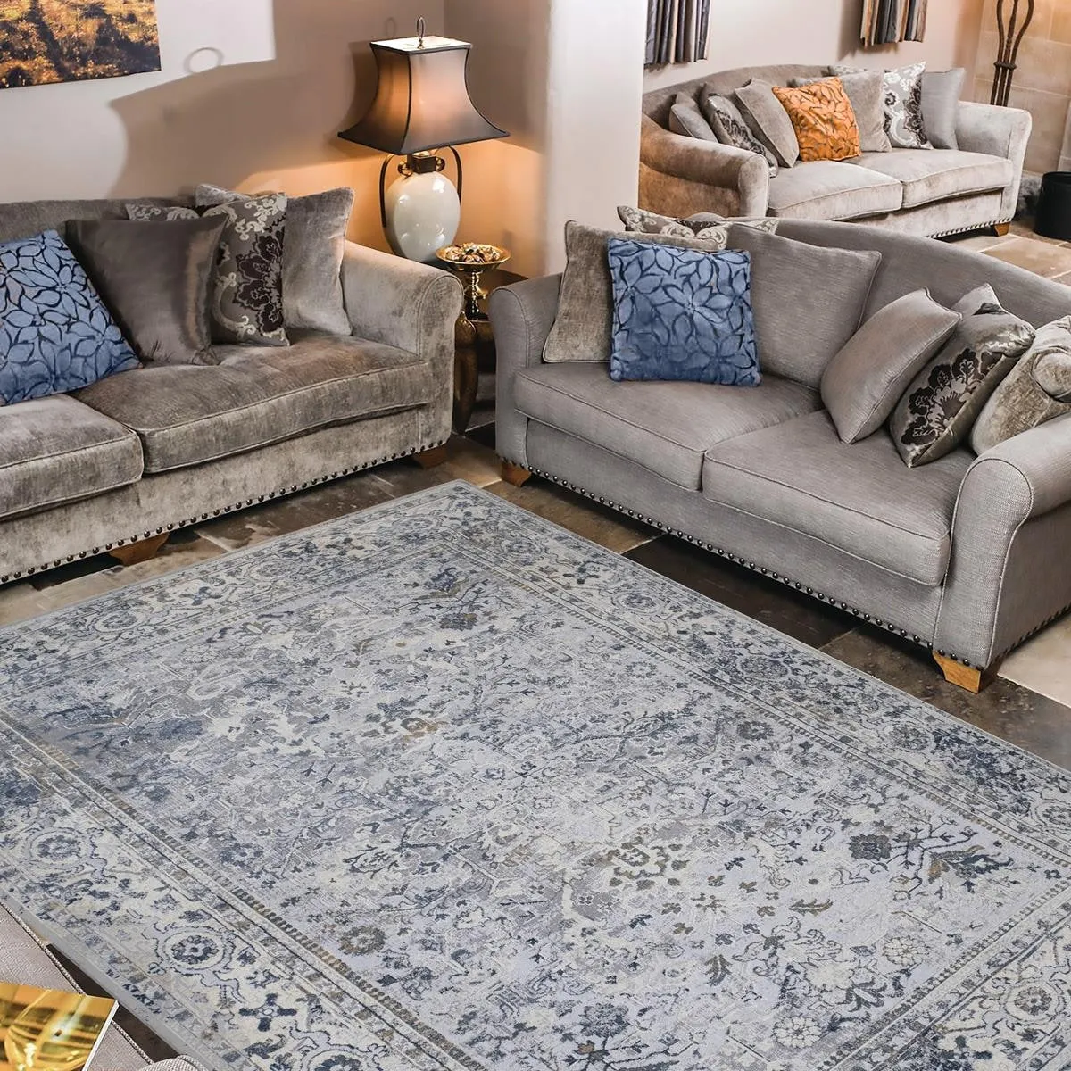 Vintage Delmar Light Gray Blue Rug