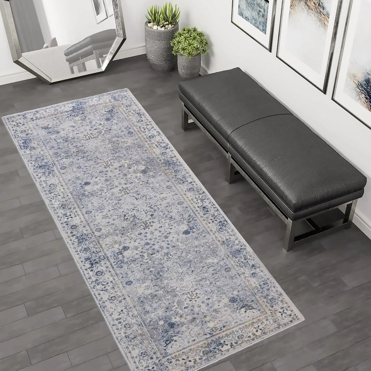 Vintage Delmar Light Gray Blue Rug