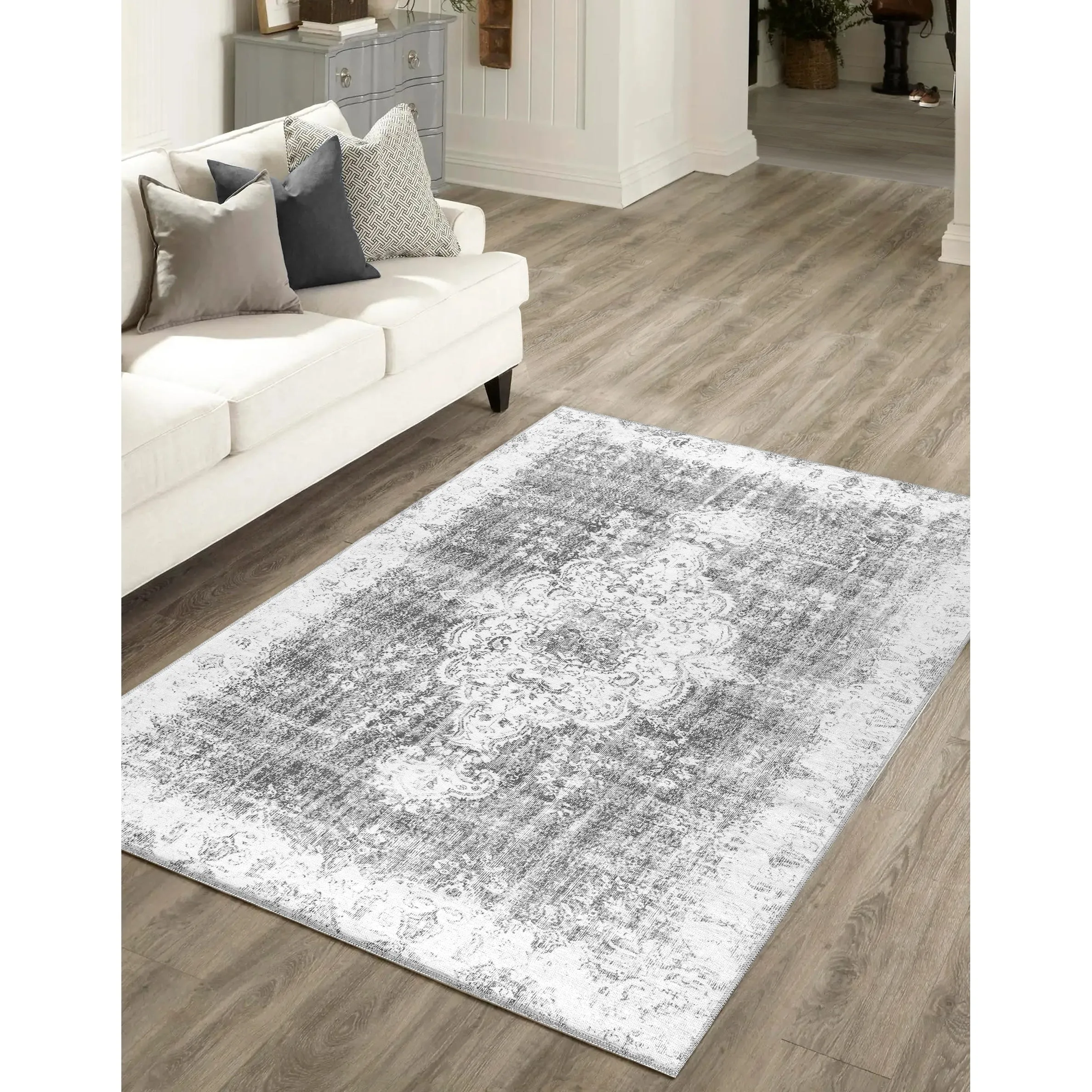 Vintage Medallion Machine Washable Non Slip Area Rugs for Living Room Bedroom Kitchen
