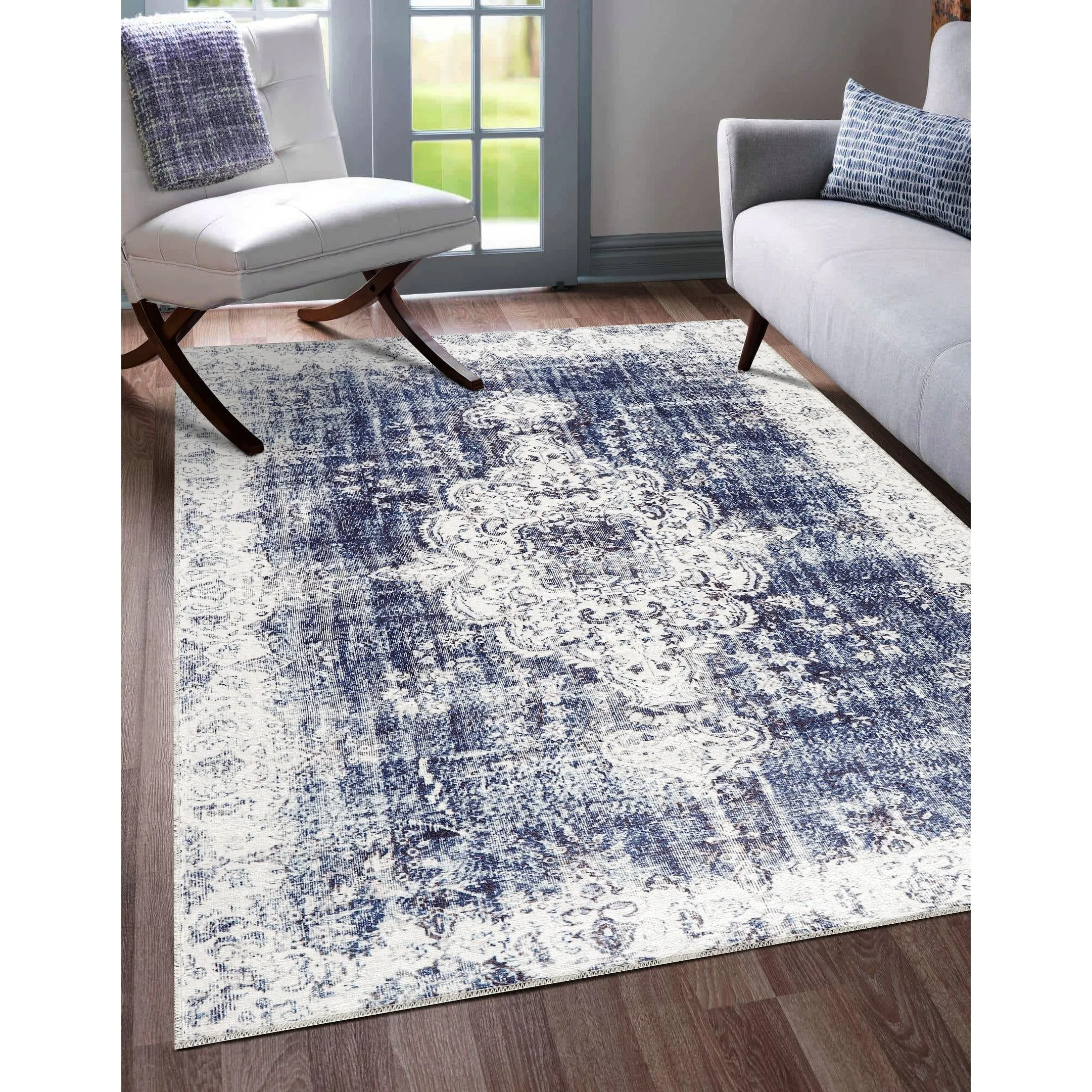 Vintage Medallion Machine Washable Non Slip Area Rugs for Living Room Bedroom Kitchen