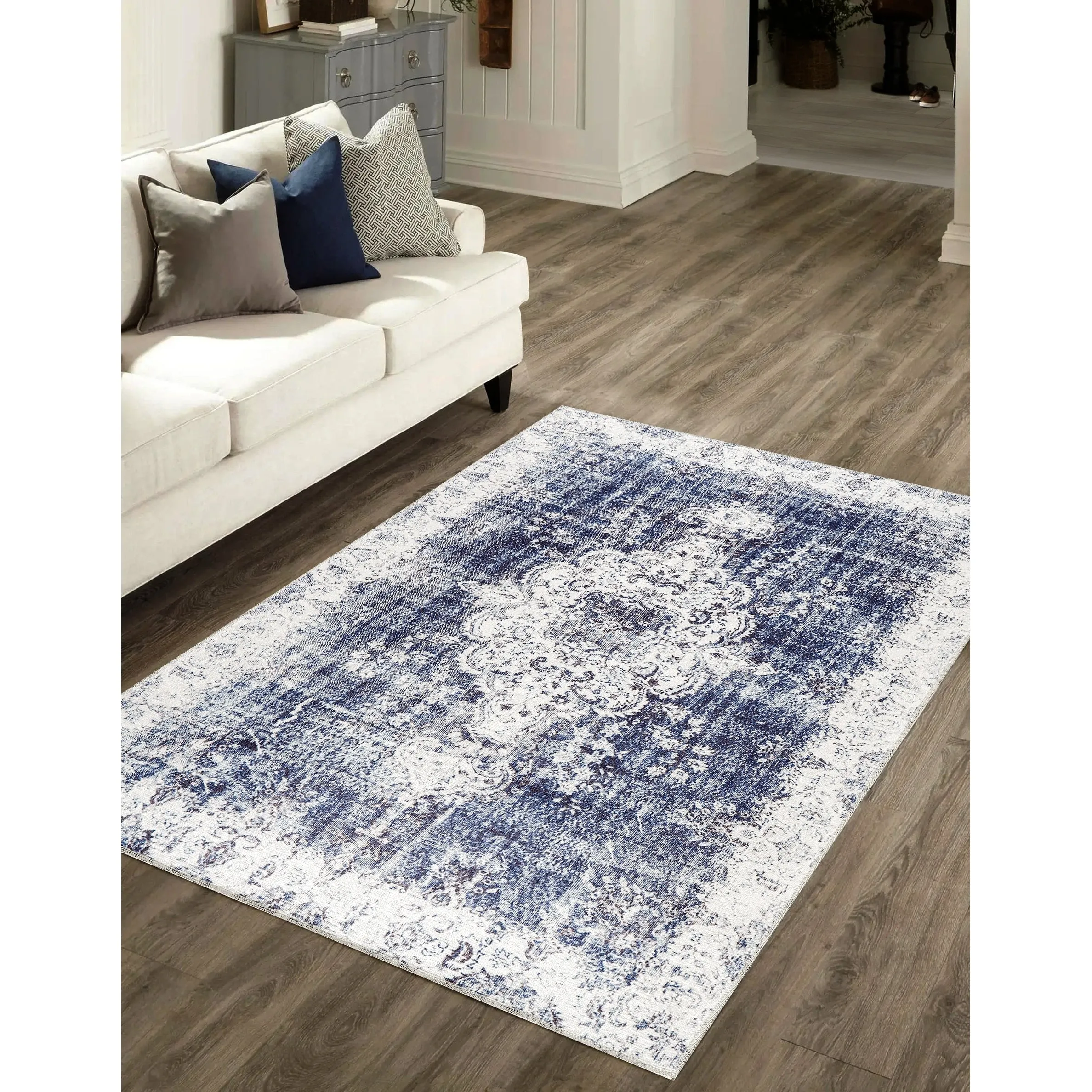 Vintage Medallion Machine Washable Non Slip Area Rugs for Living Room Bedroom Kitchen