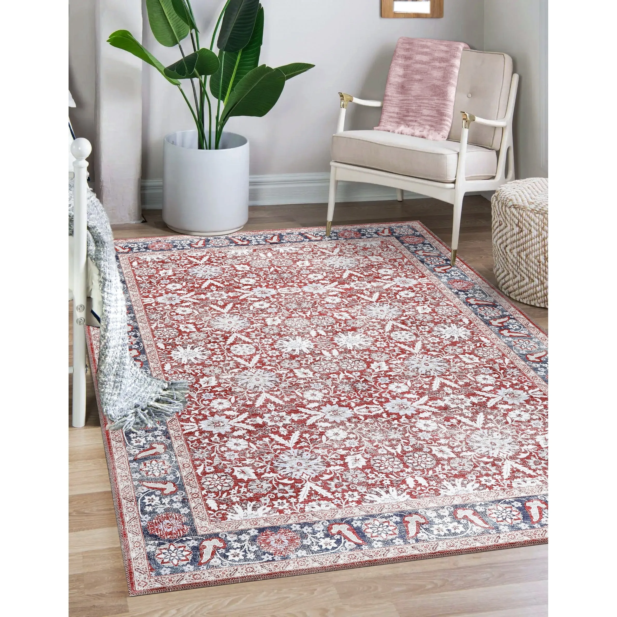 Vintage Traditional Machine Washable Non Slip Area Rugs for Living Room Bedroom Kitchen