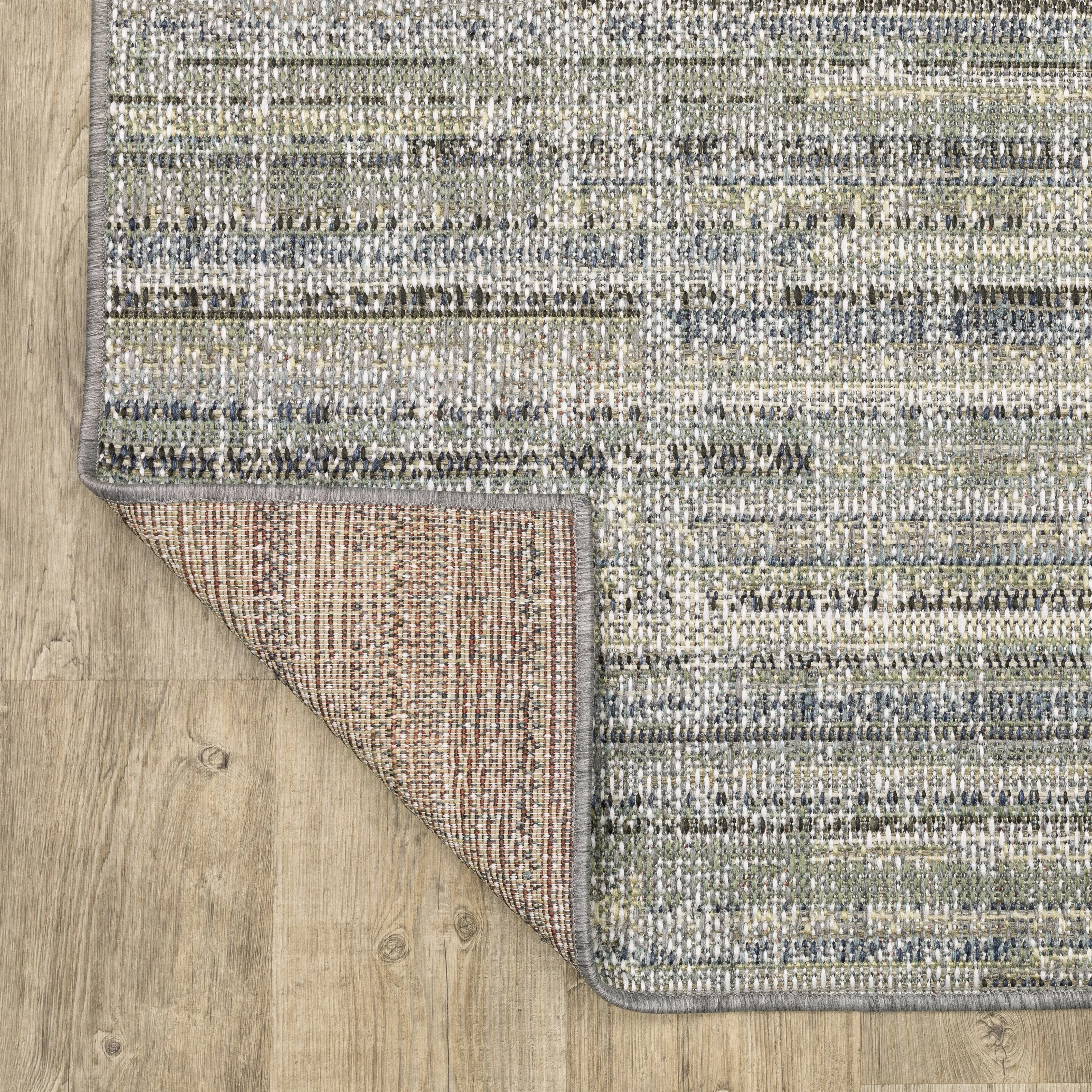 Vista Home Calla Contemporary Striped Blue/ Green Indoor/Outdoor Area Rug