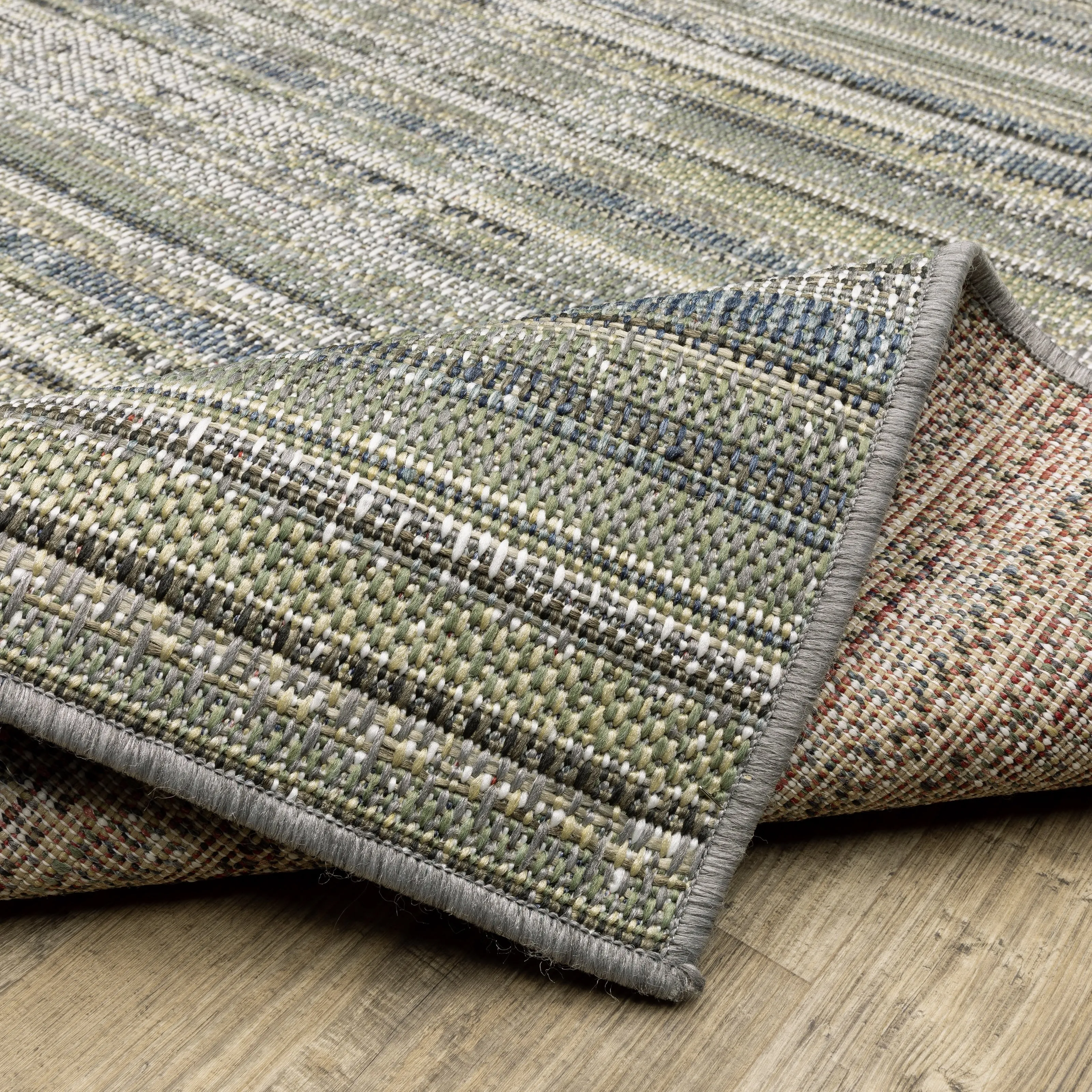 Vista Home Calla Contemporary Striped Blue/ Green Indoor/Outdoor Area Rug