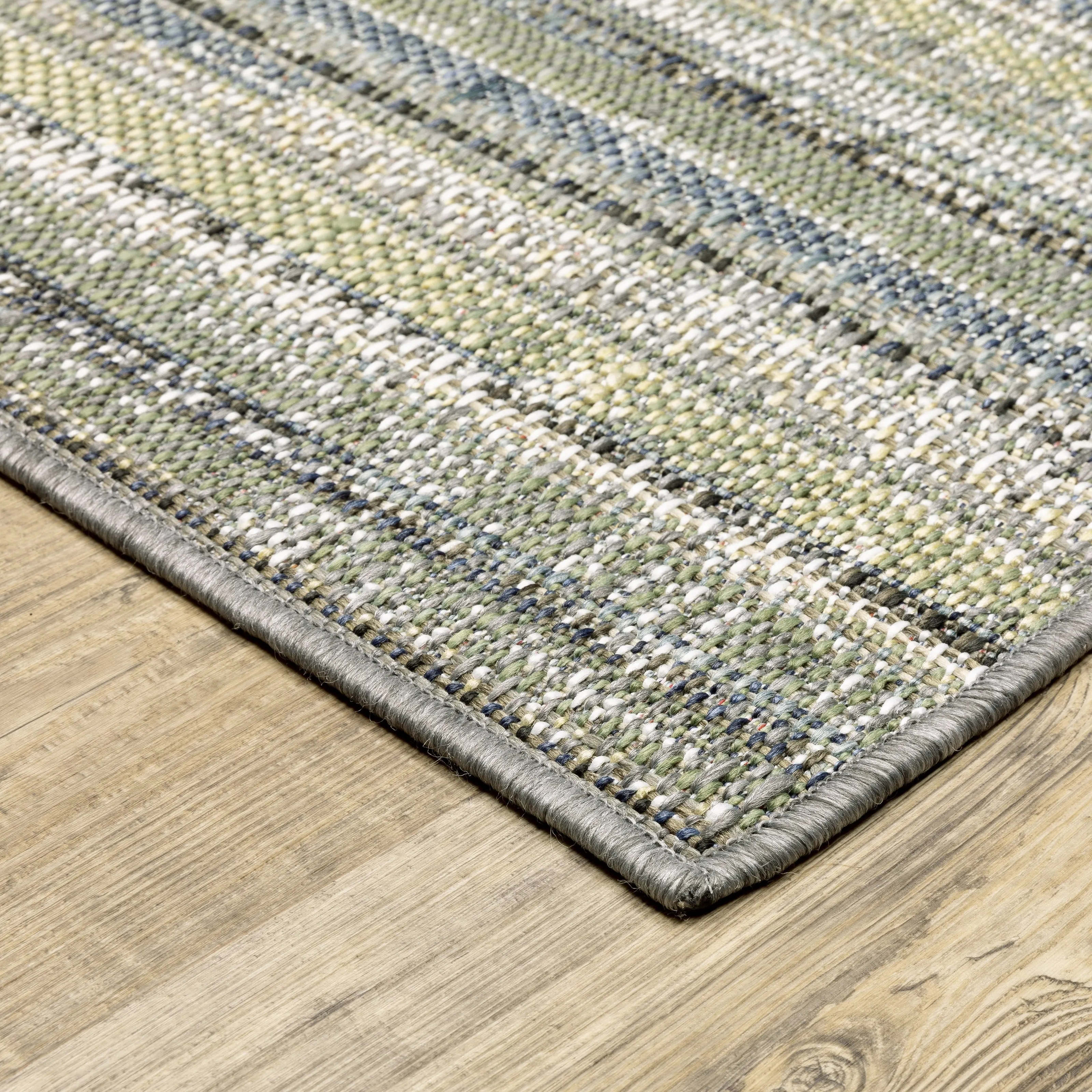 Vista Home Calla Contemporary Striped Blue/ Green Indoor/Outdoor Area Rug