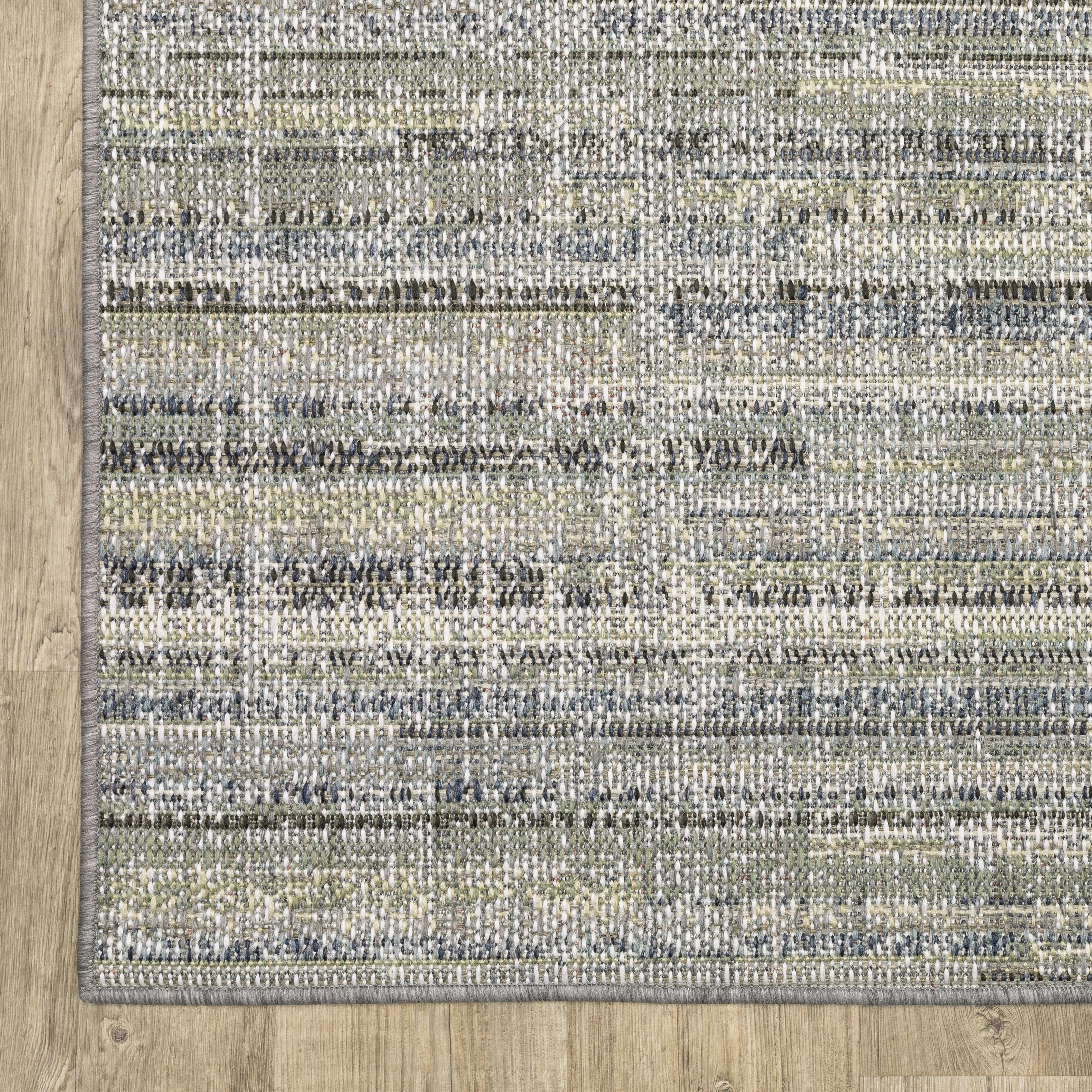 Vista Home Calla Contemporary Striped Blue/ Green Indoor/Outdoor Area Rug