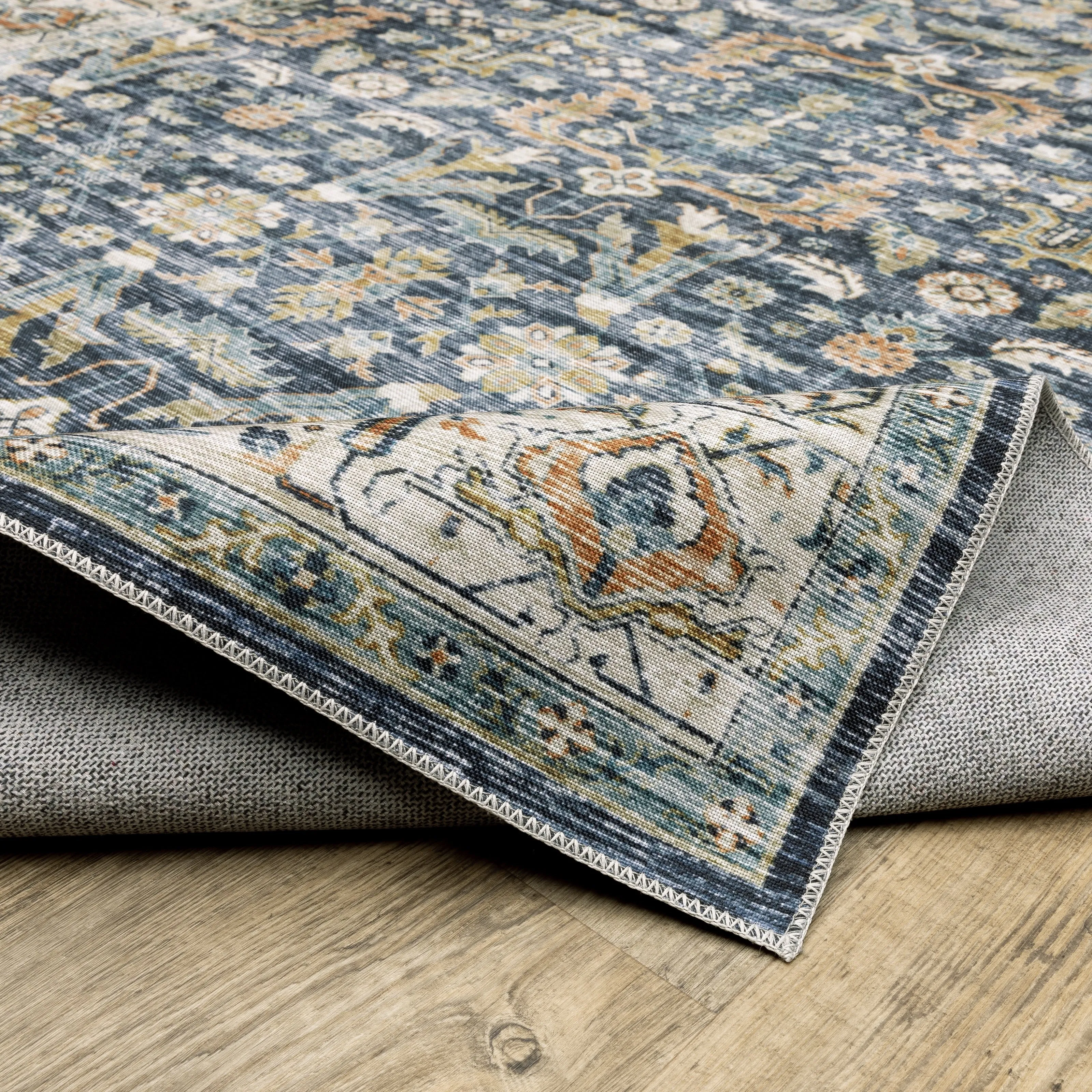 Vista Home Clarissa Washable Bordered Oriental Indoor Area Rug Mat