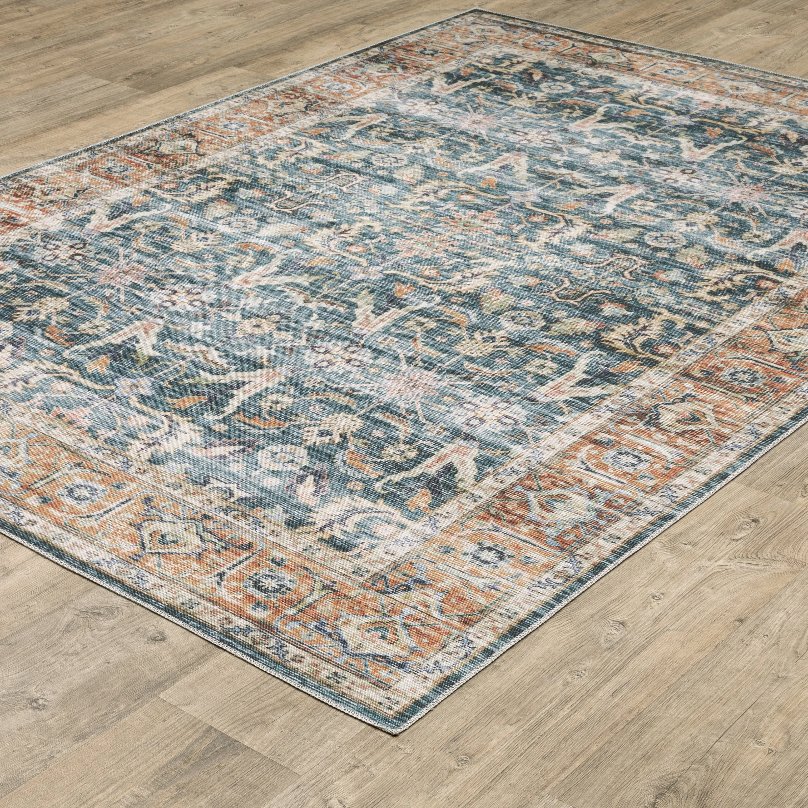 Vista Home Clarissa Washable Bordered Oriental Indoor Area Rug Mat