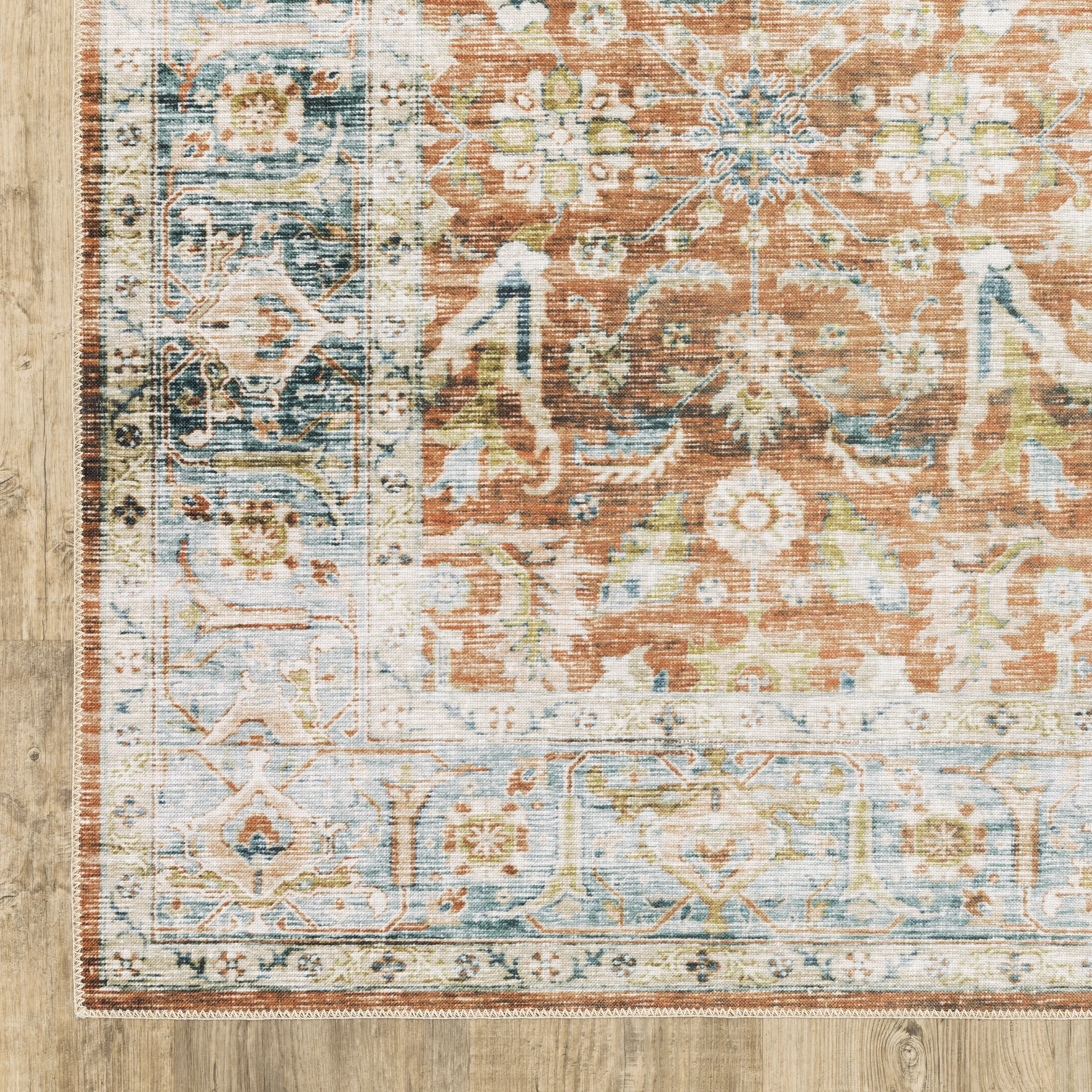 Vista Home Clarissa Washable Bordered Oriental Indoor Area Rug Mat