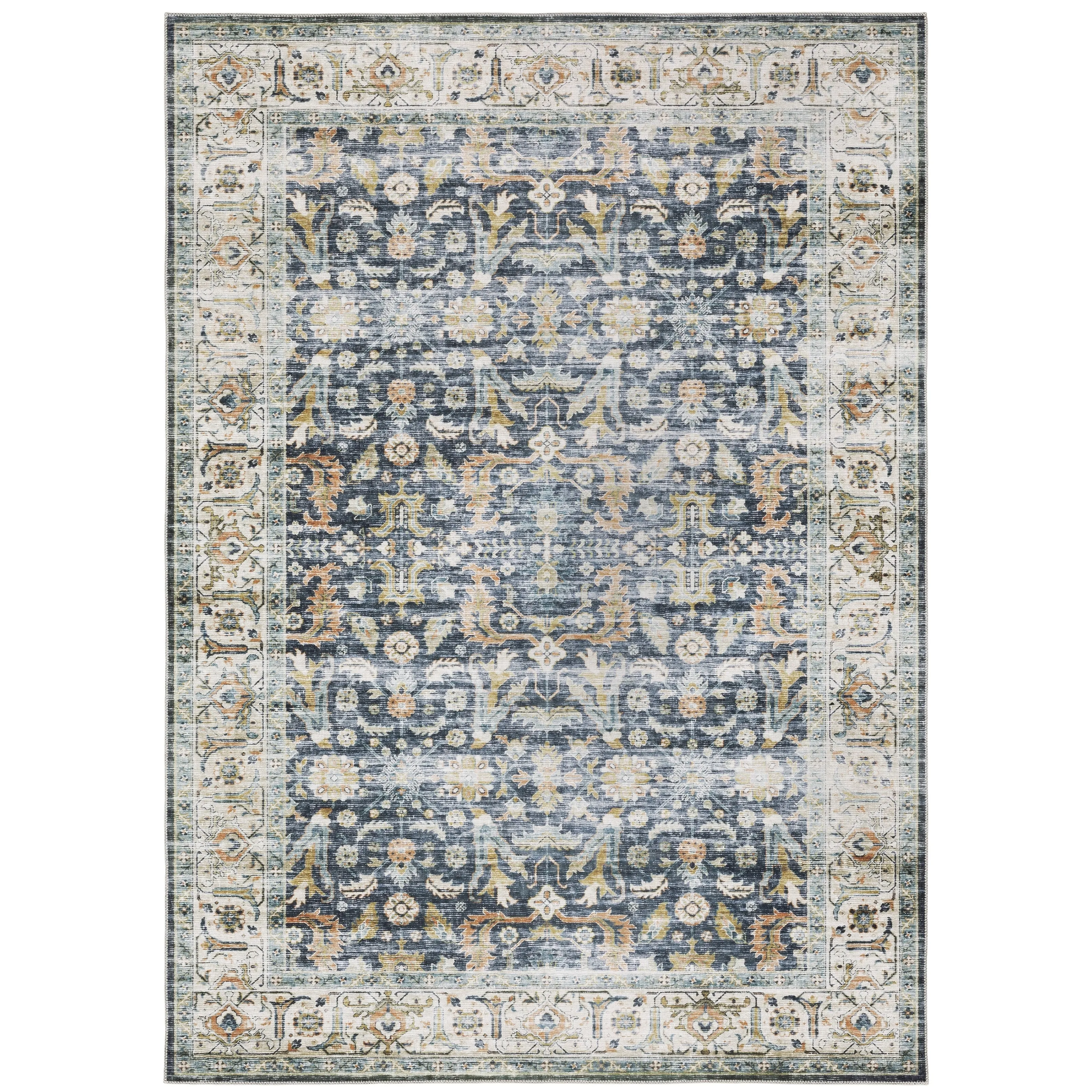 Vista Home Clarissa Washable Bordered Oriental Indoor Area Rug Mat