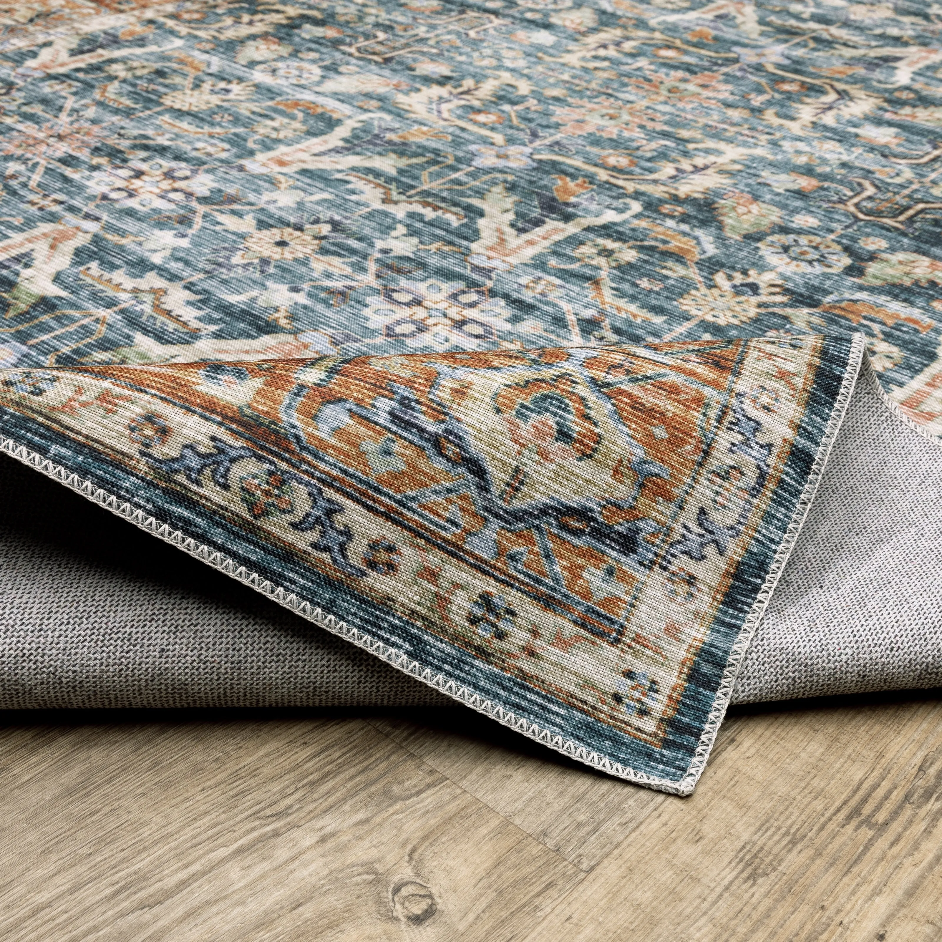 Vista Home Clarissa Washable Bordered Oriental Indoor Area Rug Mat