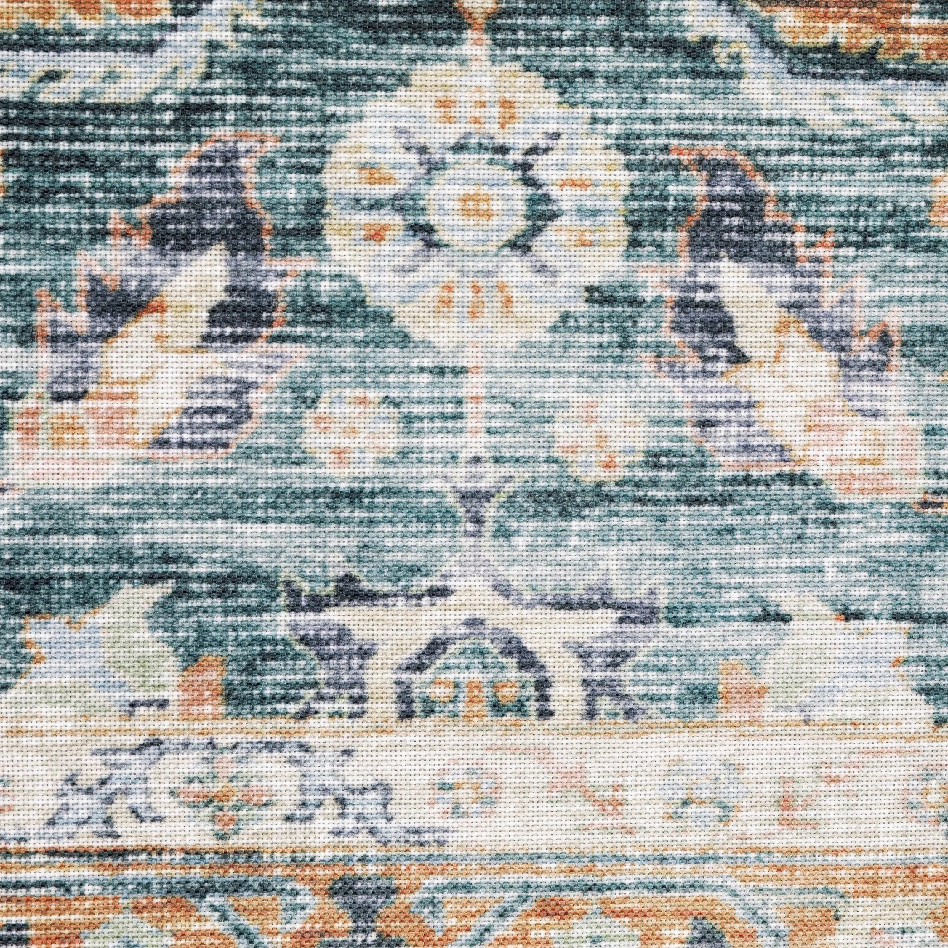Vista Home Clarissa Washable Bordered Oriental Indoor Area Rug Mat