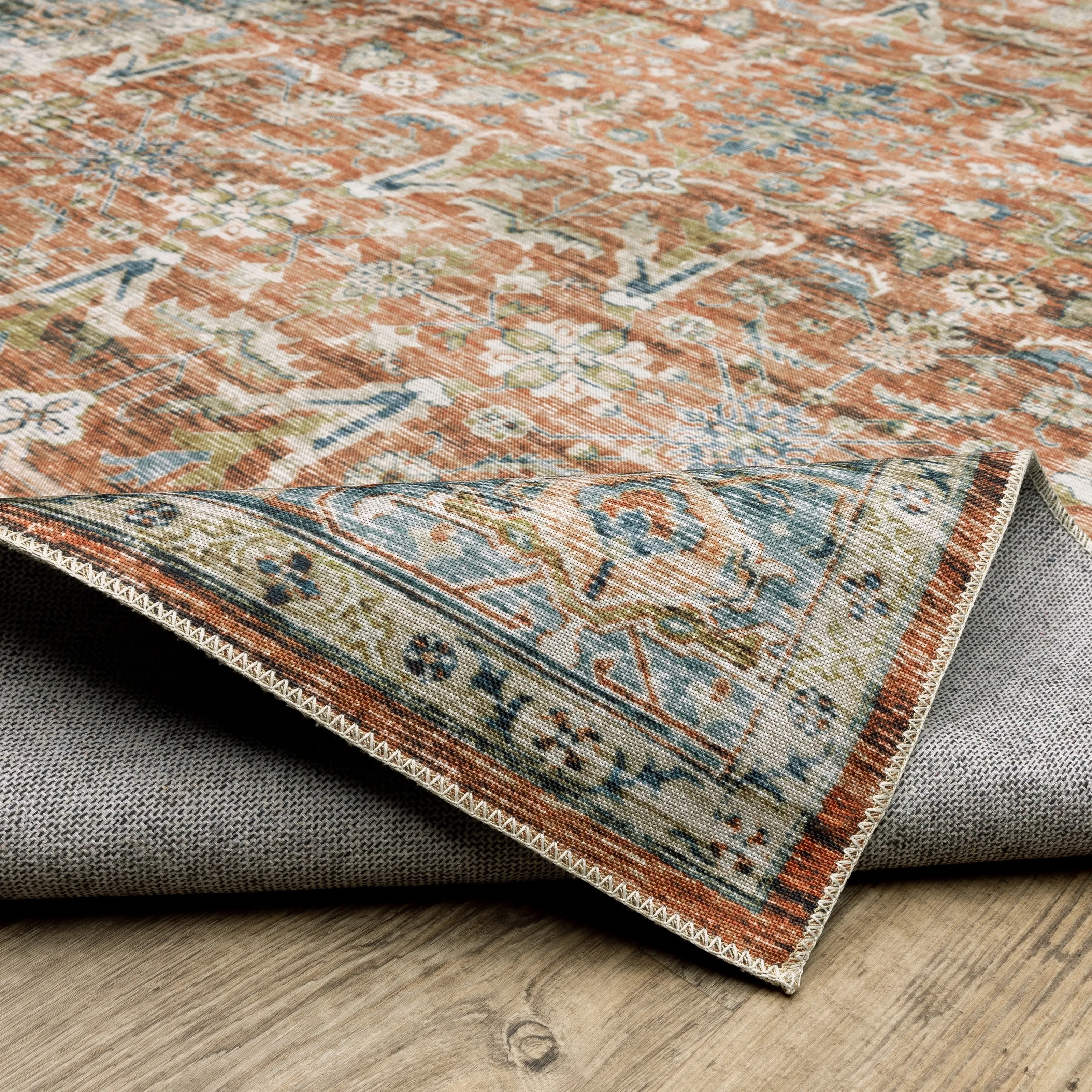 Vista Home Clarissa Washable Bordered Oriental Indoor Area Rug Mat