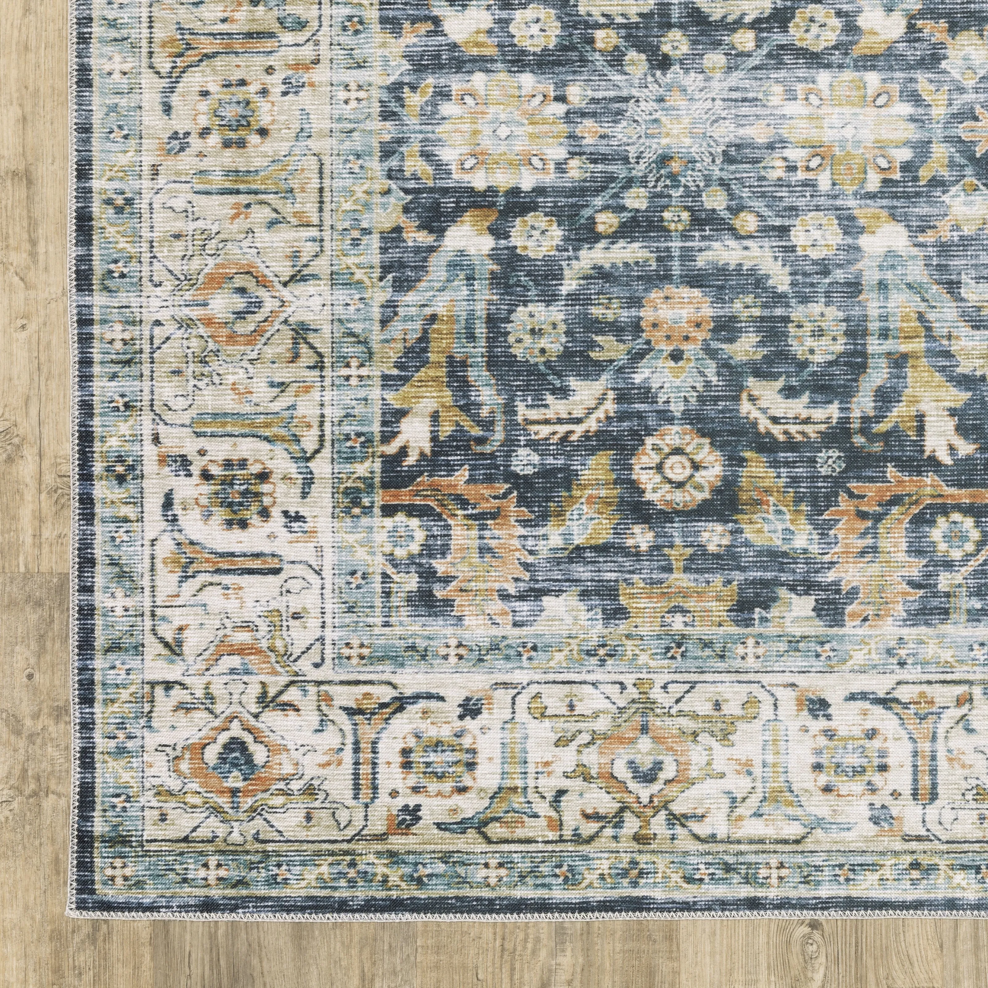 Vista Home Clarissa Washable Bordered Oriental Indoor Area Rug Mat