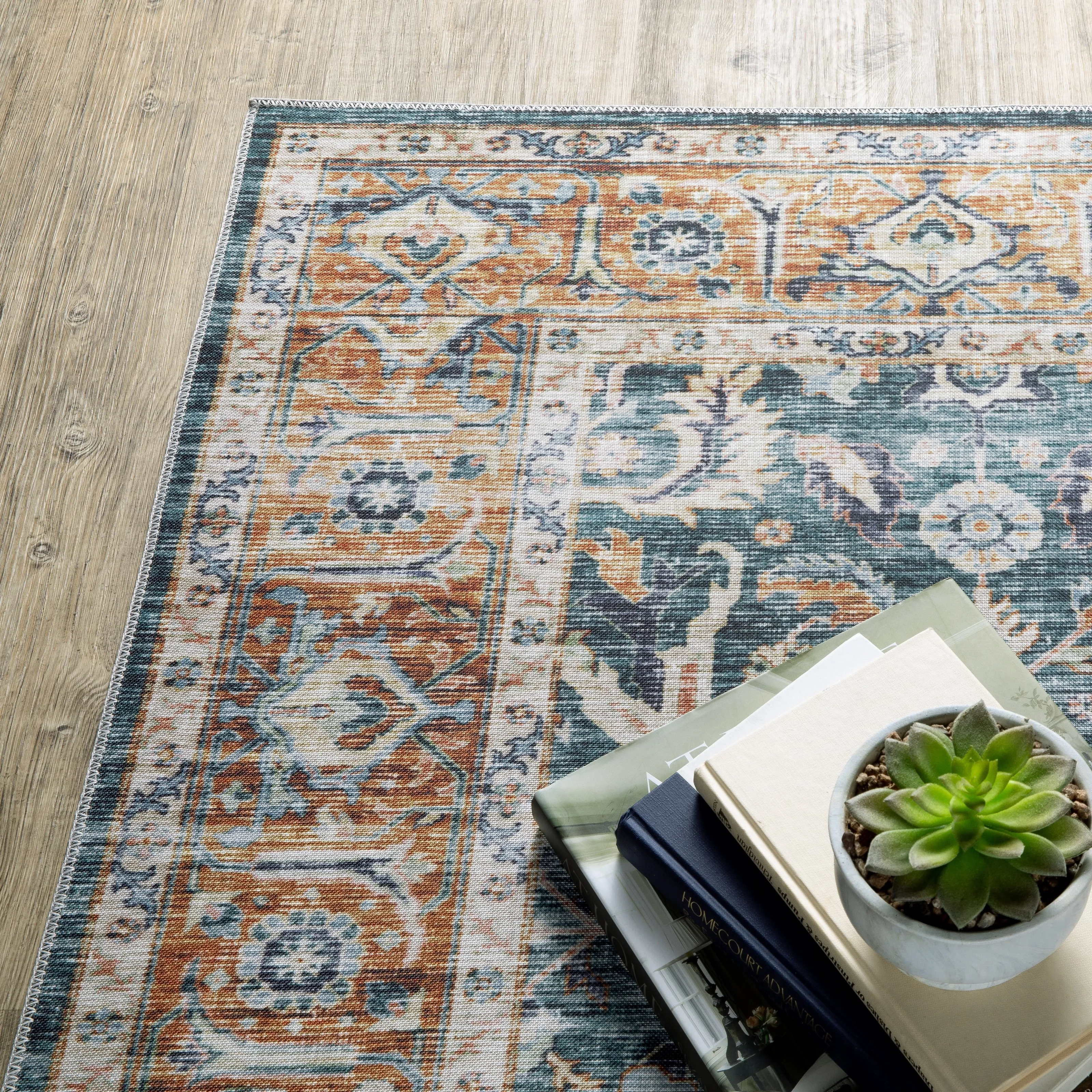 Vista Home Clarissa Washable Bordered Oriental Indoor Area Rug Mat
