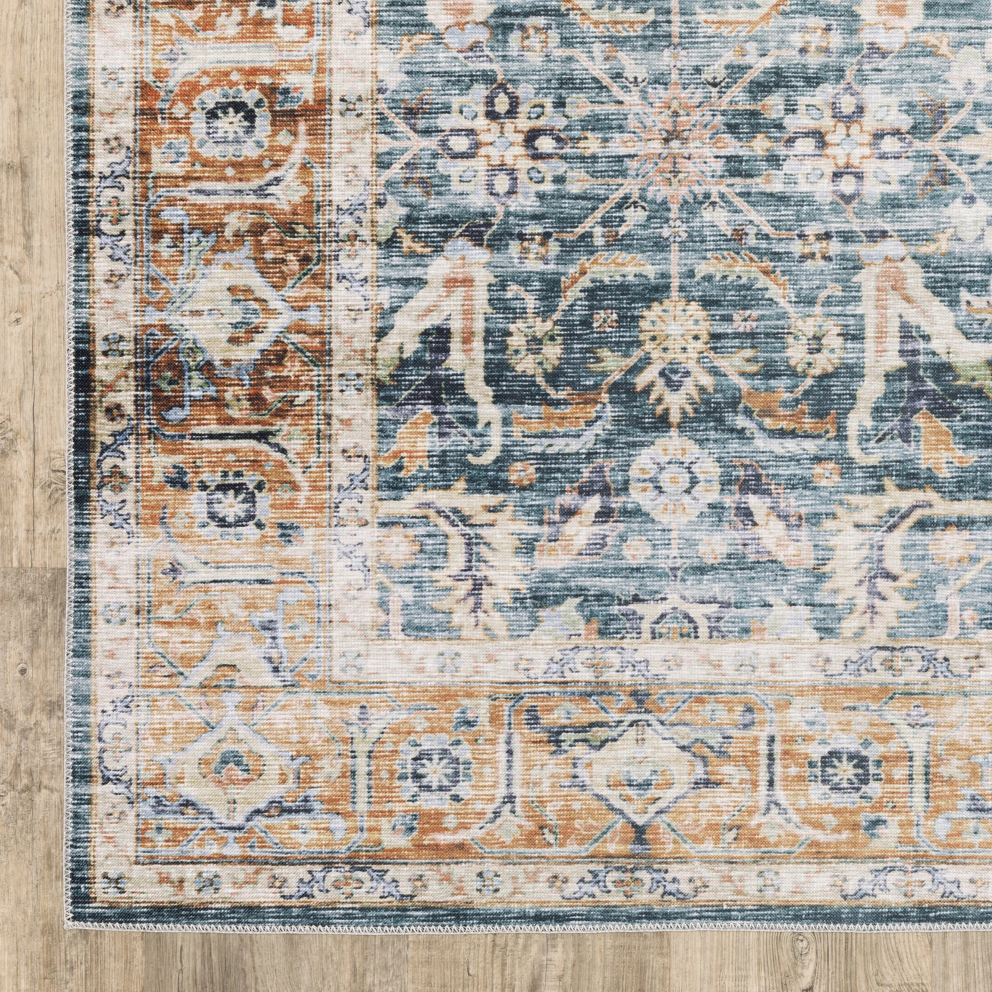 Vista Home Clarissa Washable Bordered Oriental Indoor Area Rug Mat