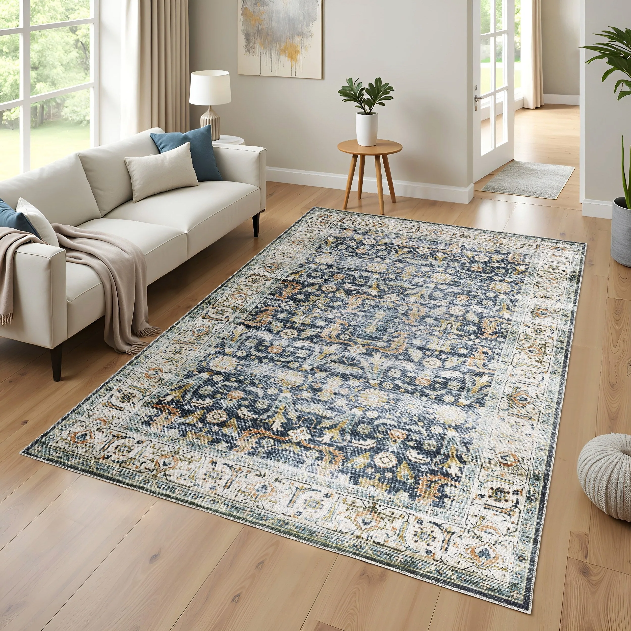 Vista Home Clarissa Washable Bordered Oriental Indoor Area Rug Mat